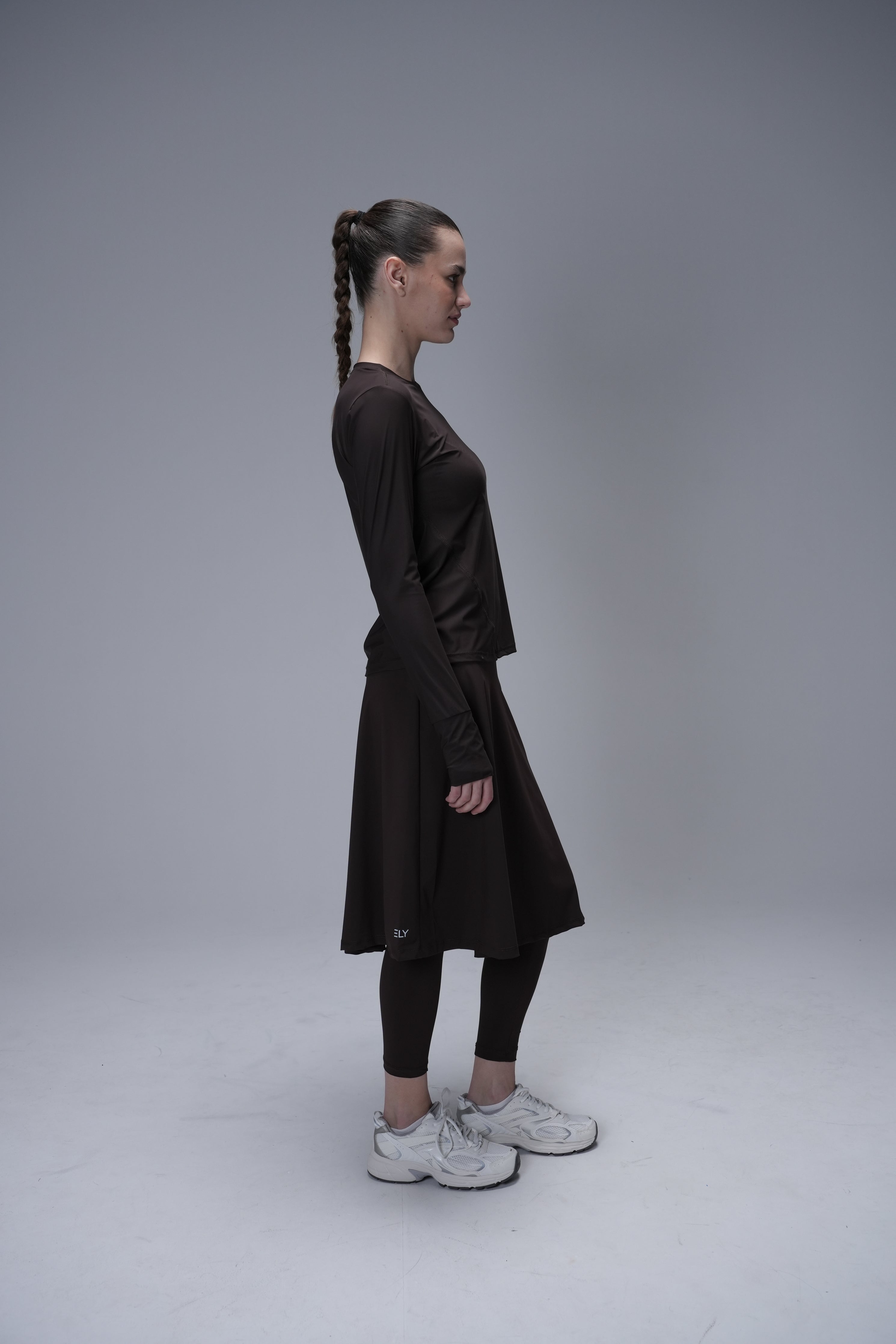 High-Waist Skirt Below Knee-Length Skirted Legging