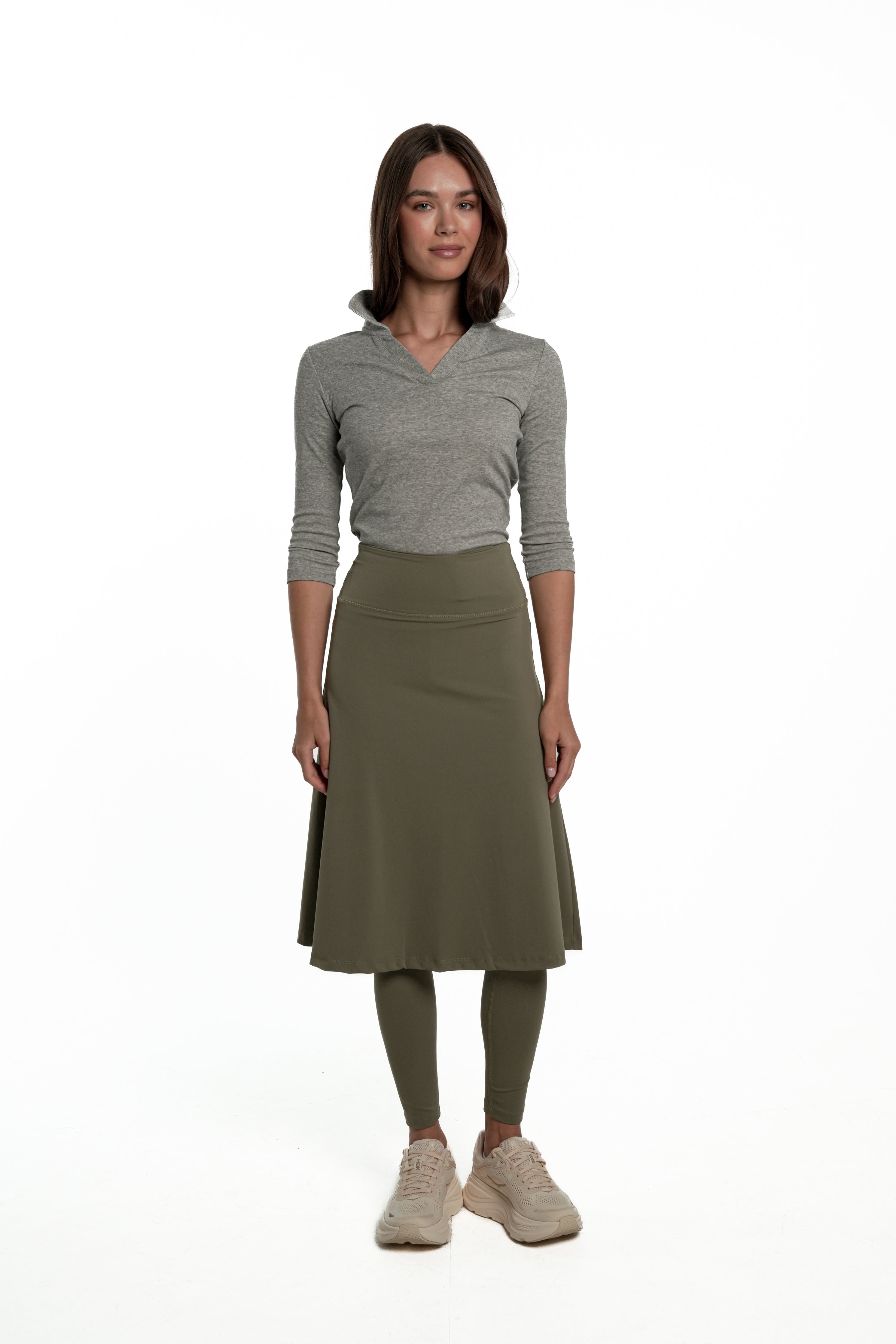 LUX Motion High-Waist Skirted Legging with Pockets - Below Knee