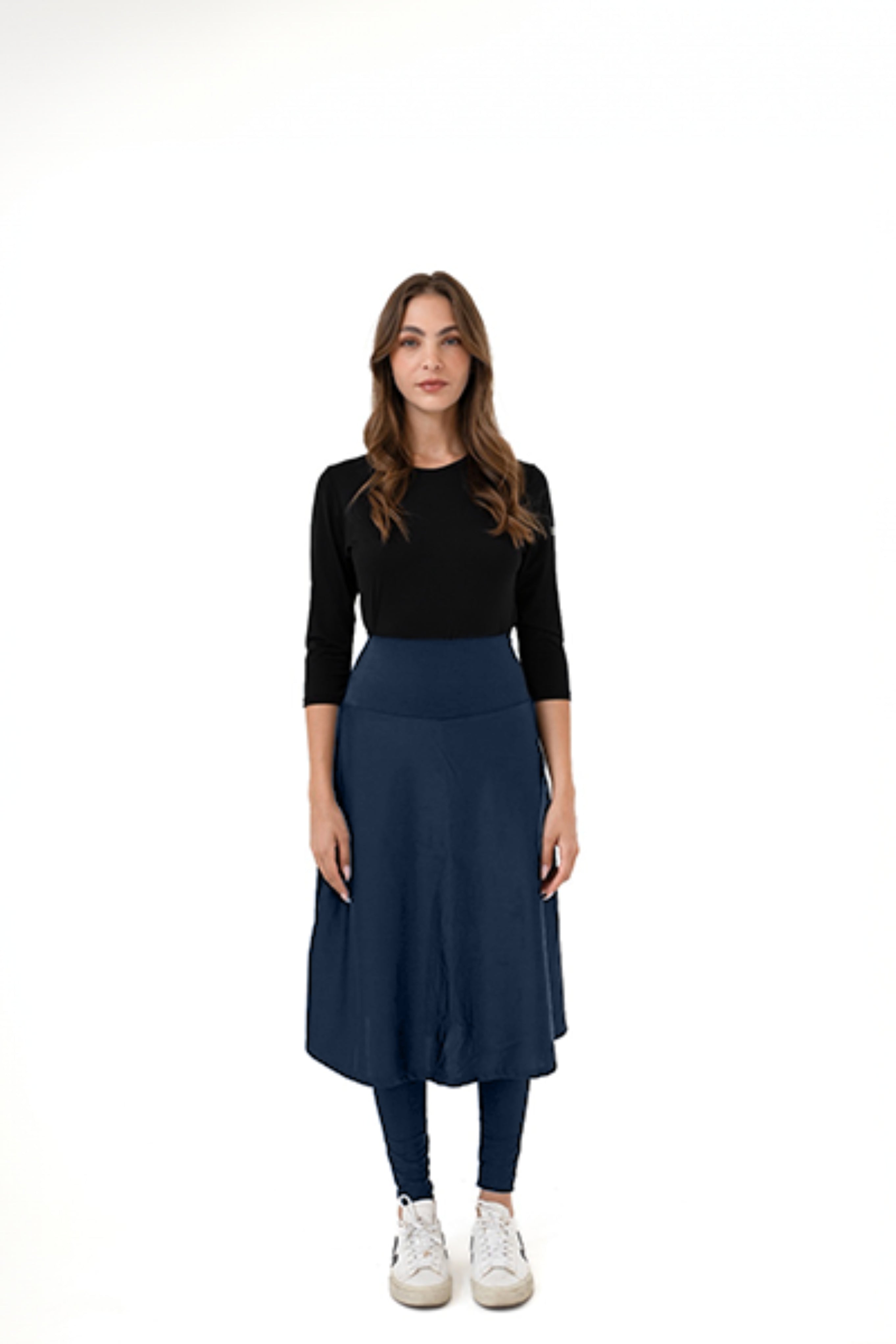 High-Waist Skirt Below Knee-Length Skirted Legging