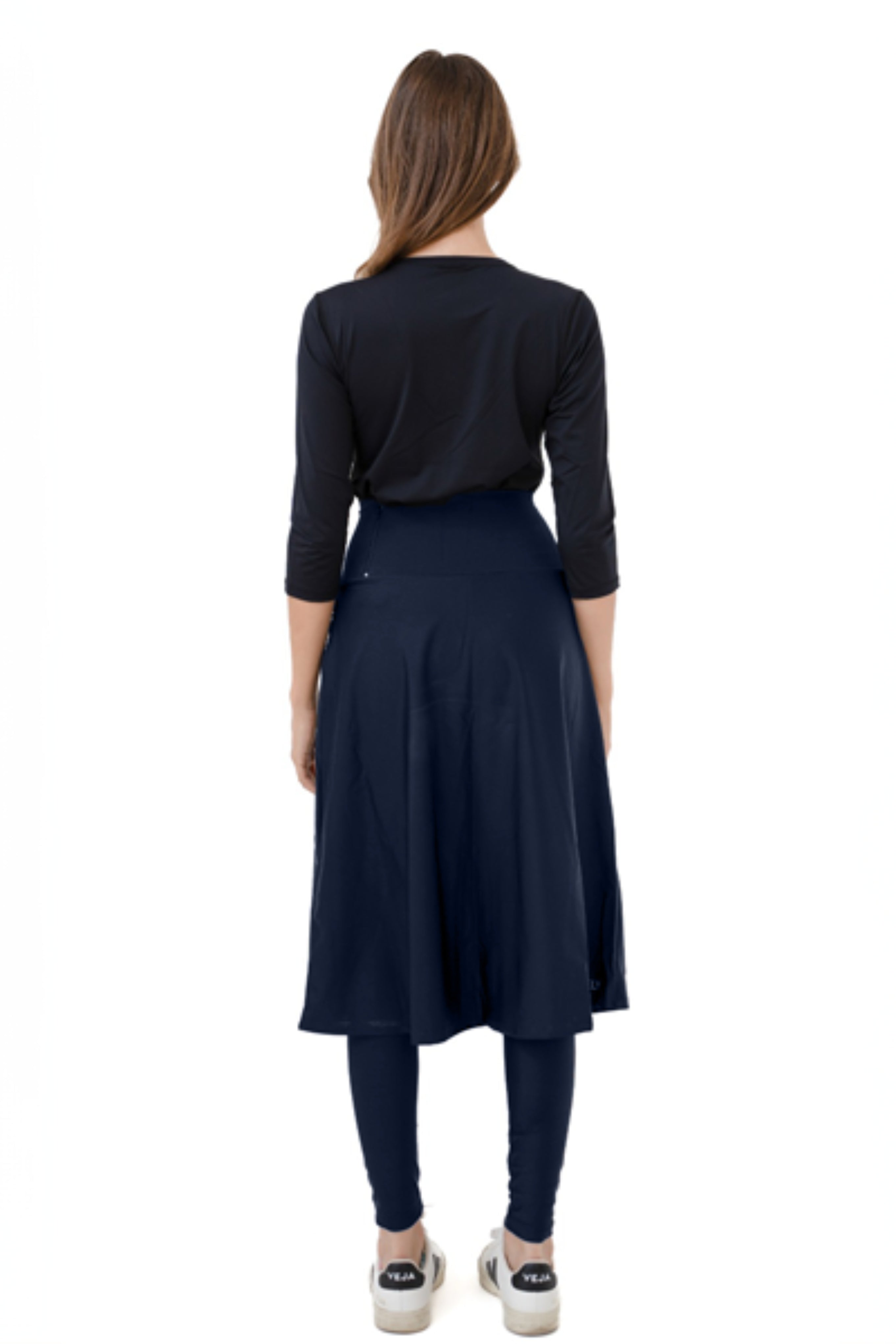 High-Waist Skirt Below Knee-Length Skirted Legging