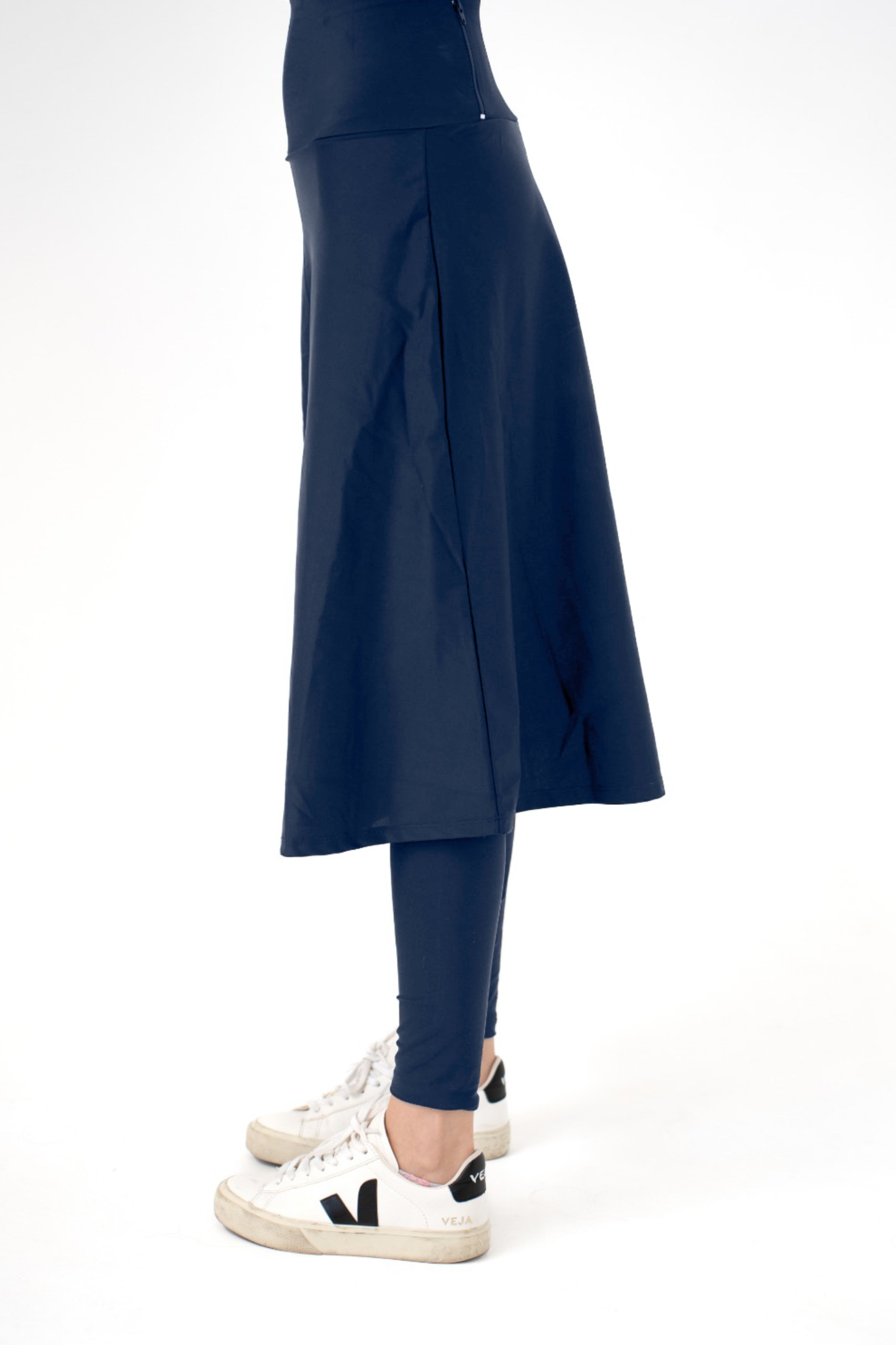 High-Waist Skirt Below Knee-Length Skirted Legging