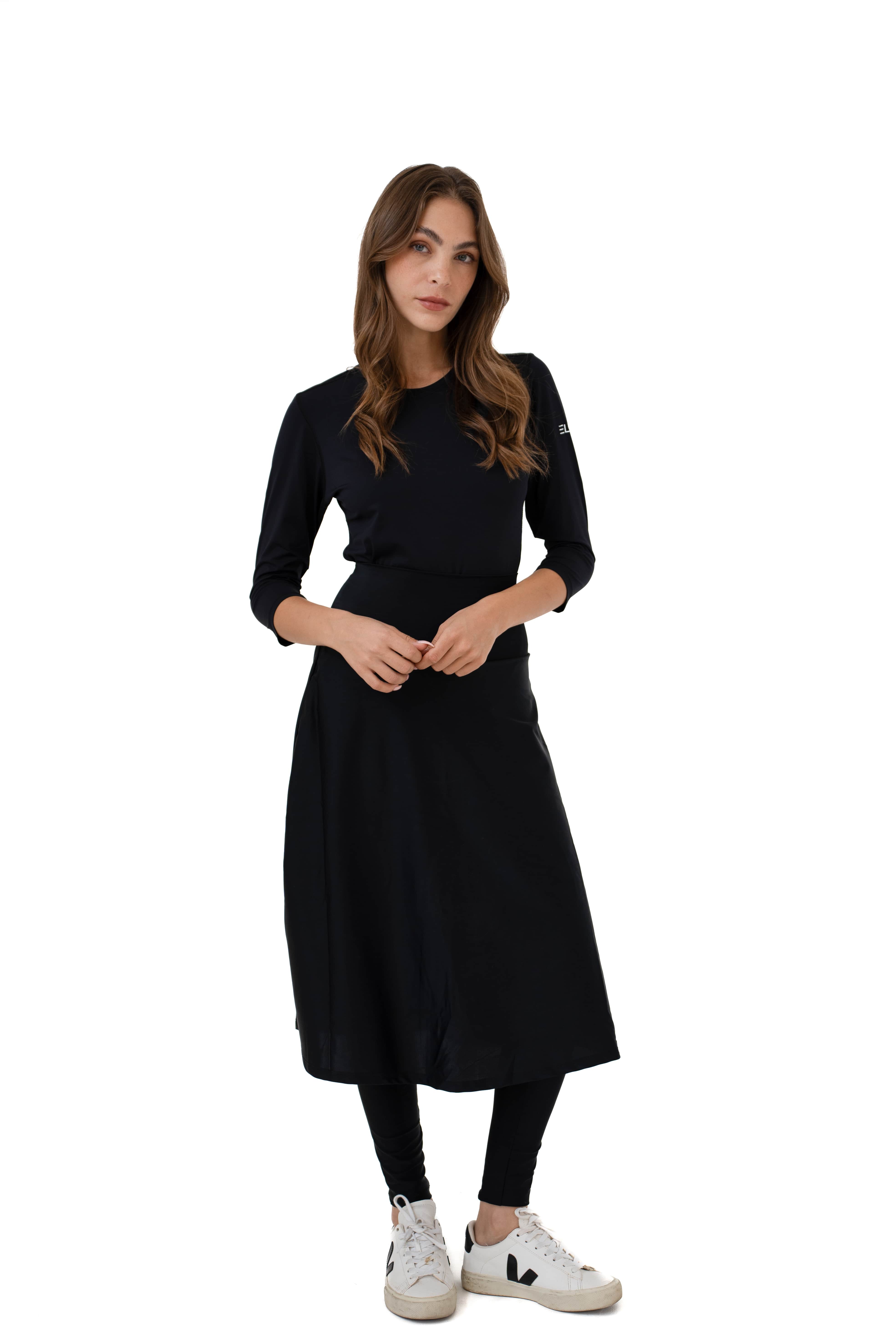 High-Waist Skirt Below Knee-Length Skirted Legging