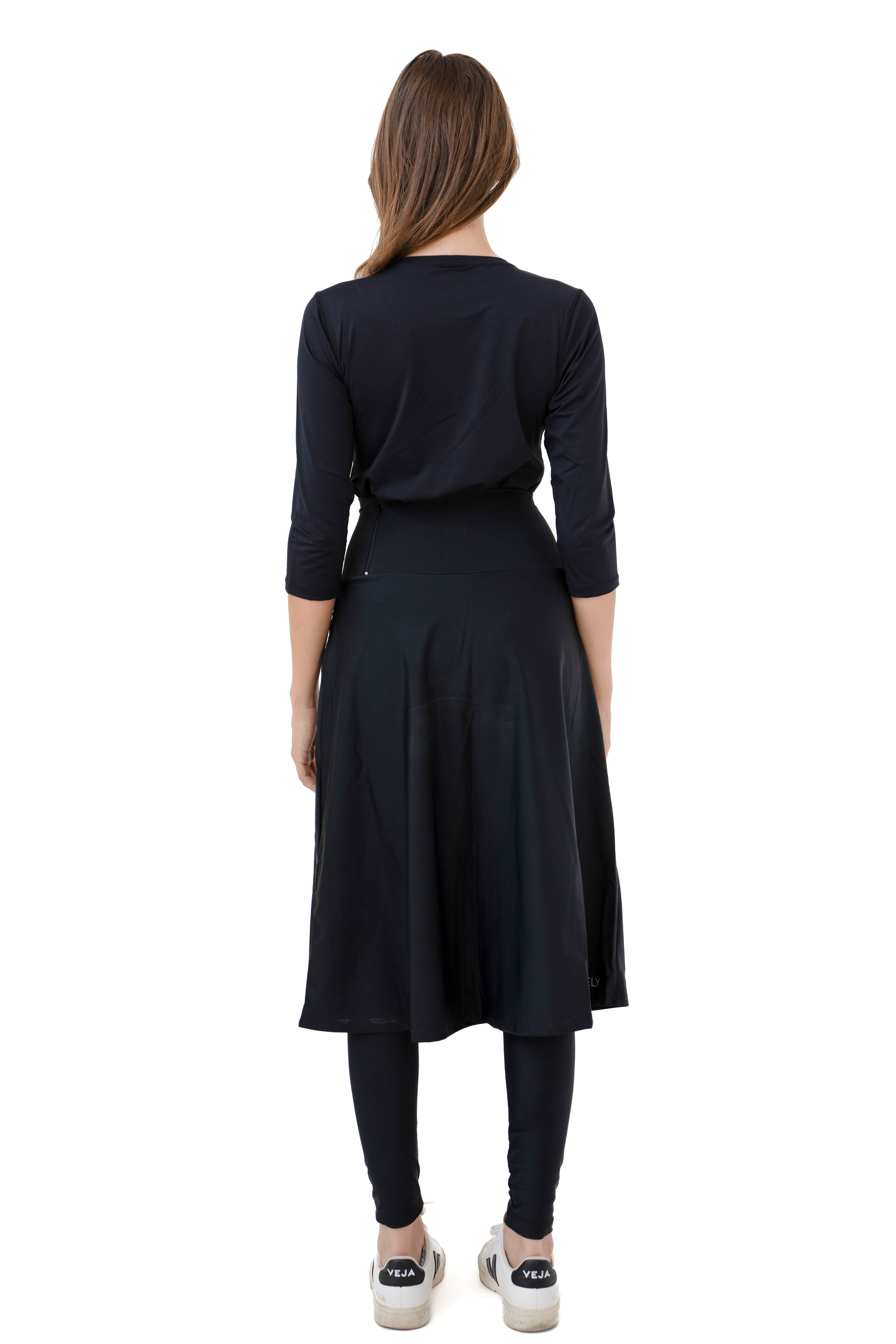 High-Waist Skirt Below Knee-Length Skirted Legging