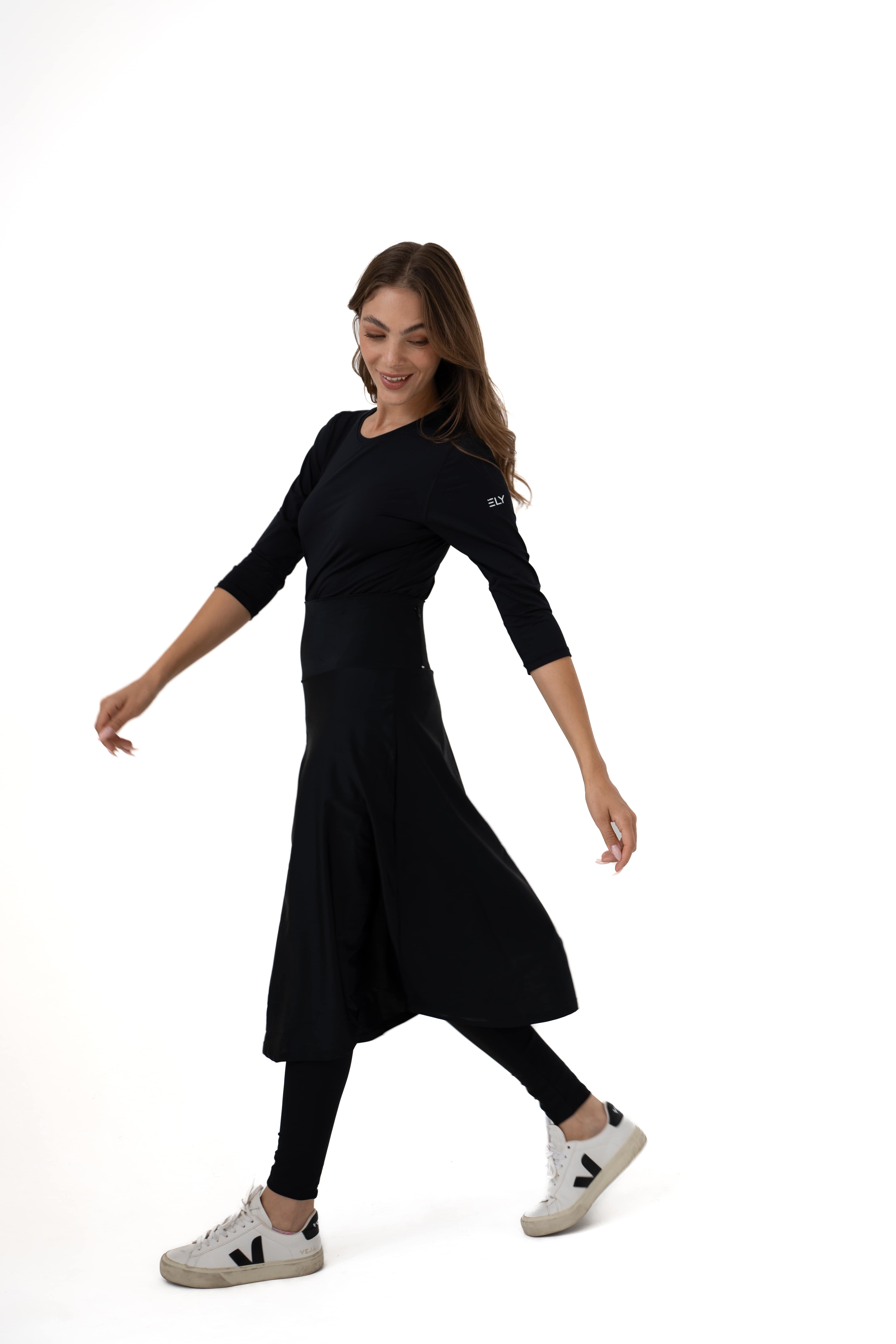 High-Waist Skirt Below Knee-Length Skirted Legging