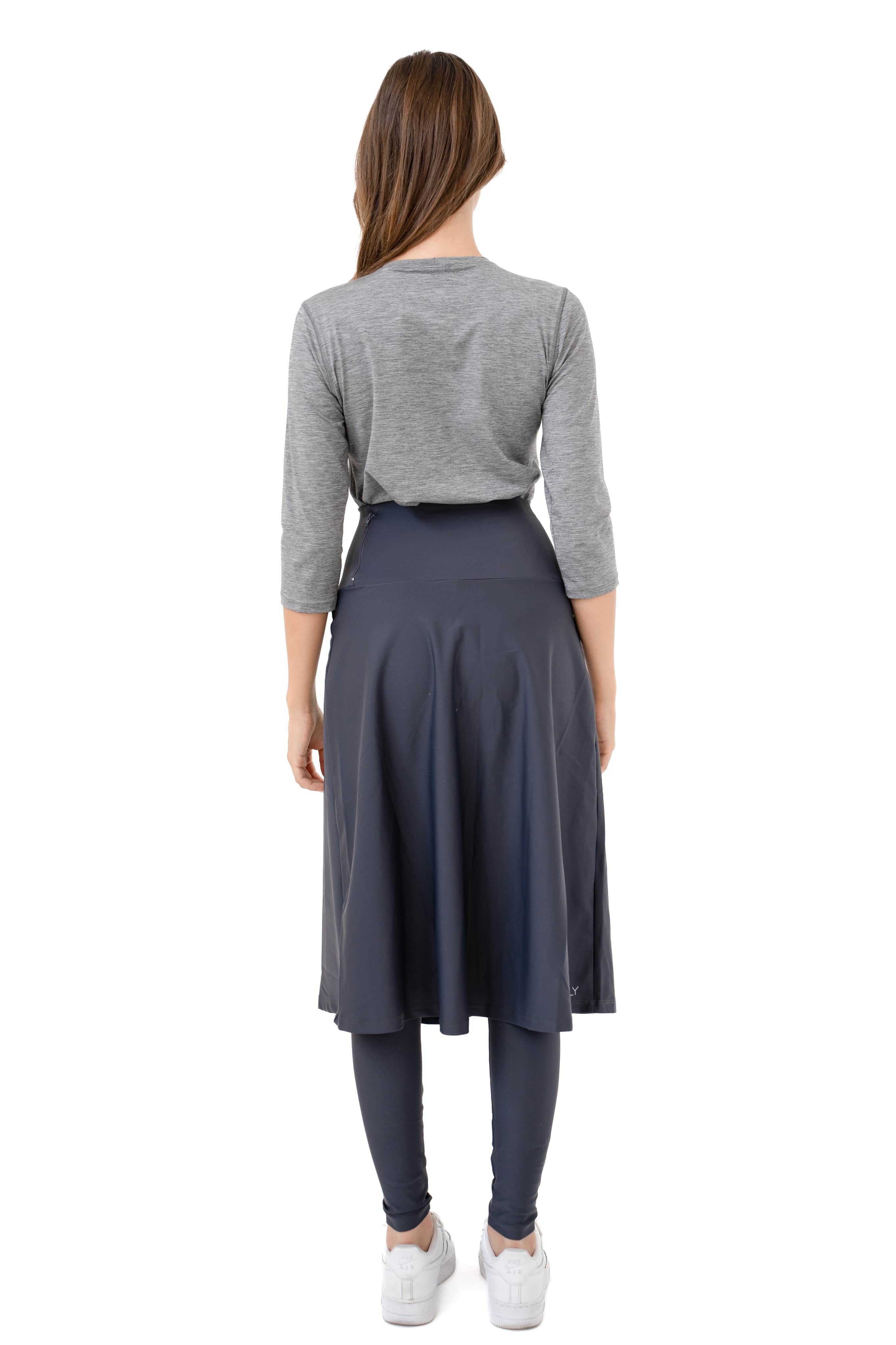High-Waist Skirt Below Knee-Length Skirted Legging