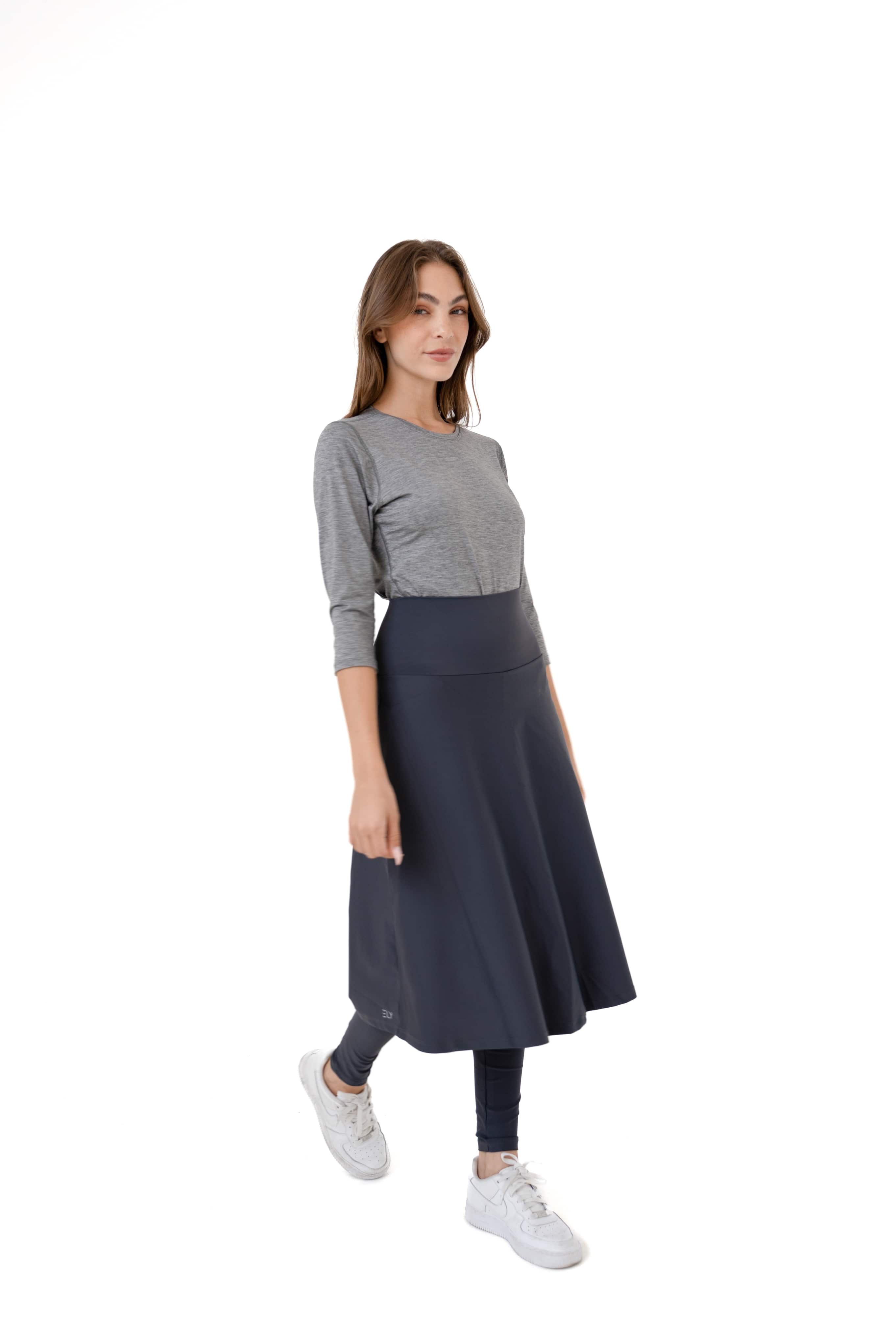High-Waist Skirt Below Knee-Length Skirted Legging