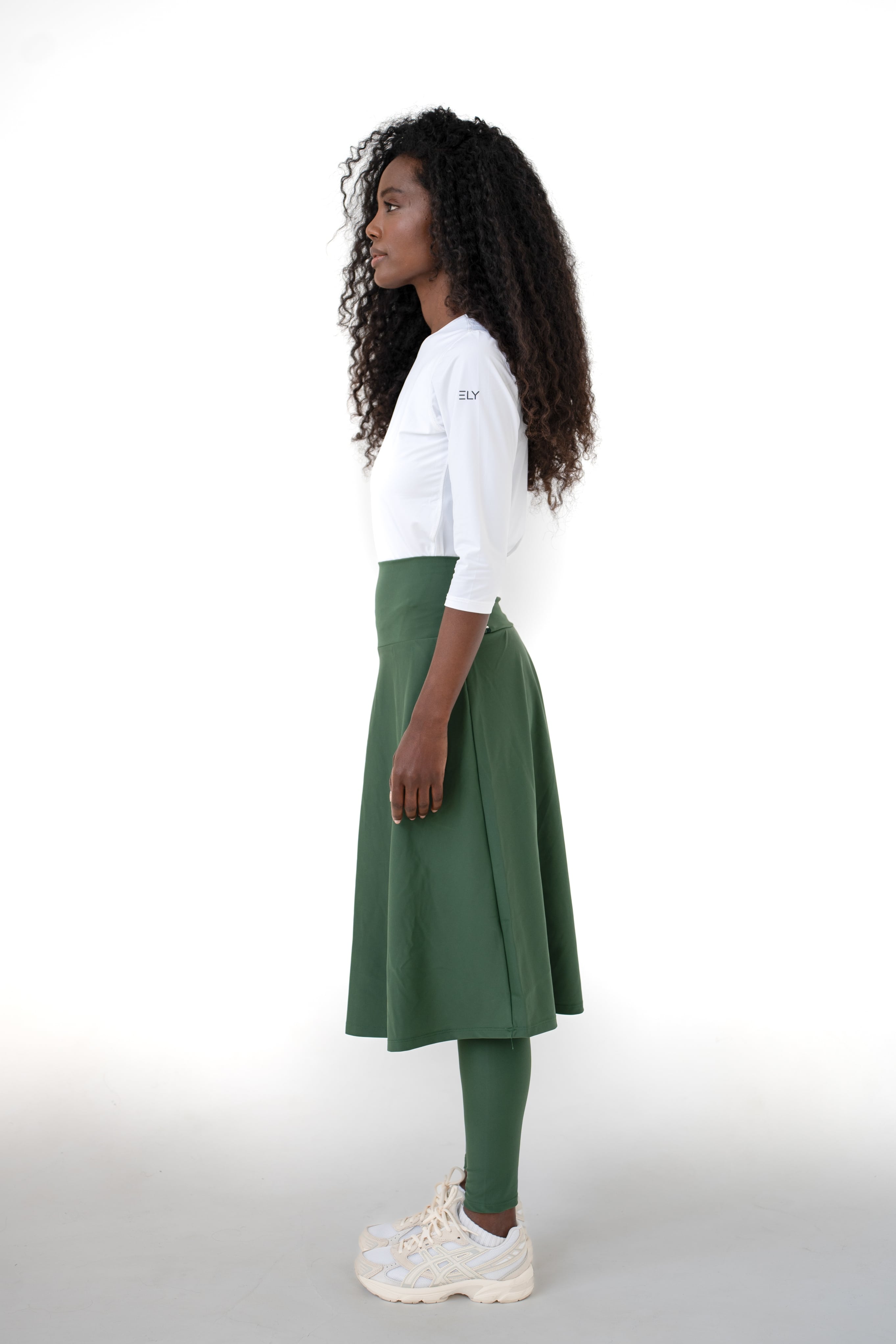 High-Waist Skirt Below Knee-Length Skirted Legging