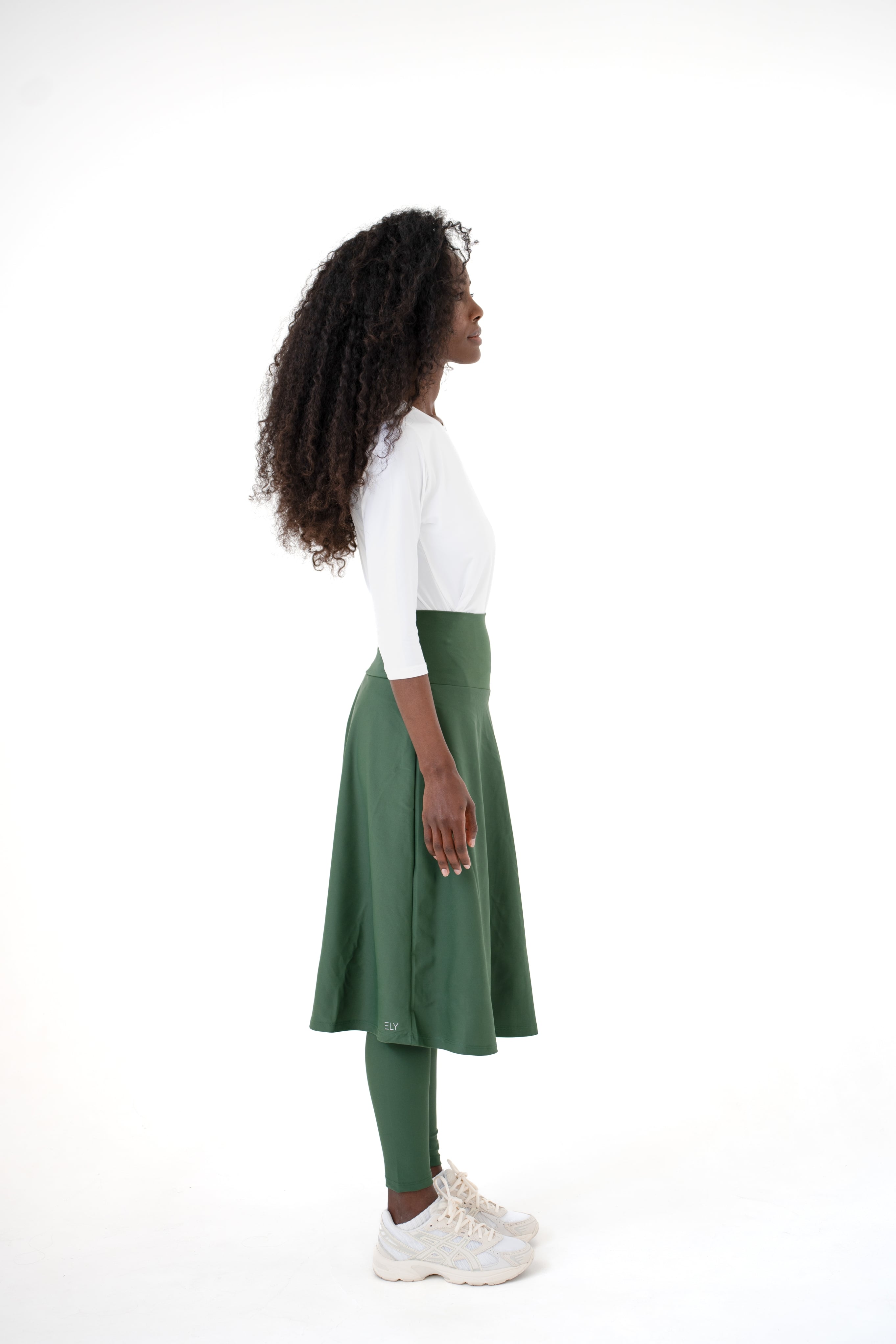 High-Waist Skirt Below Knee-Length Skirted Legging