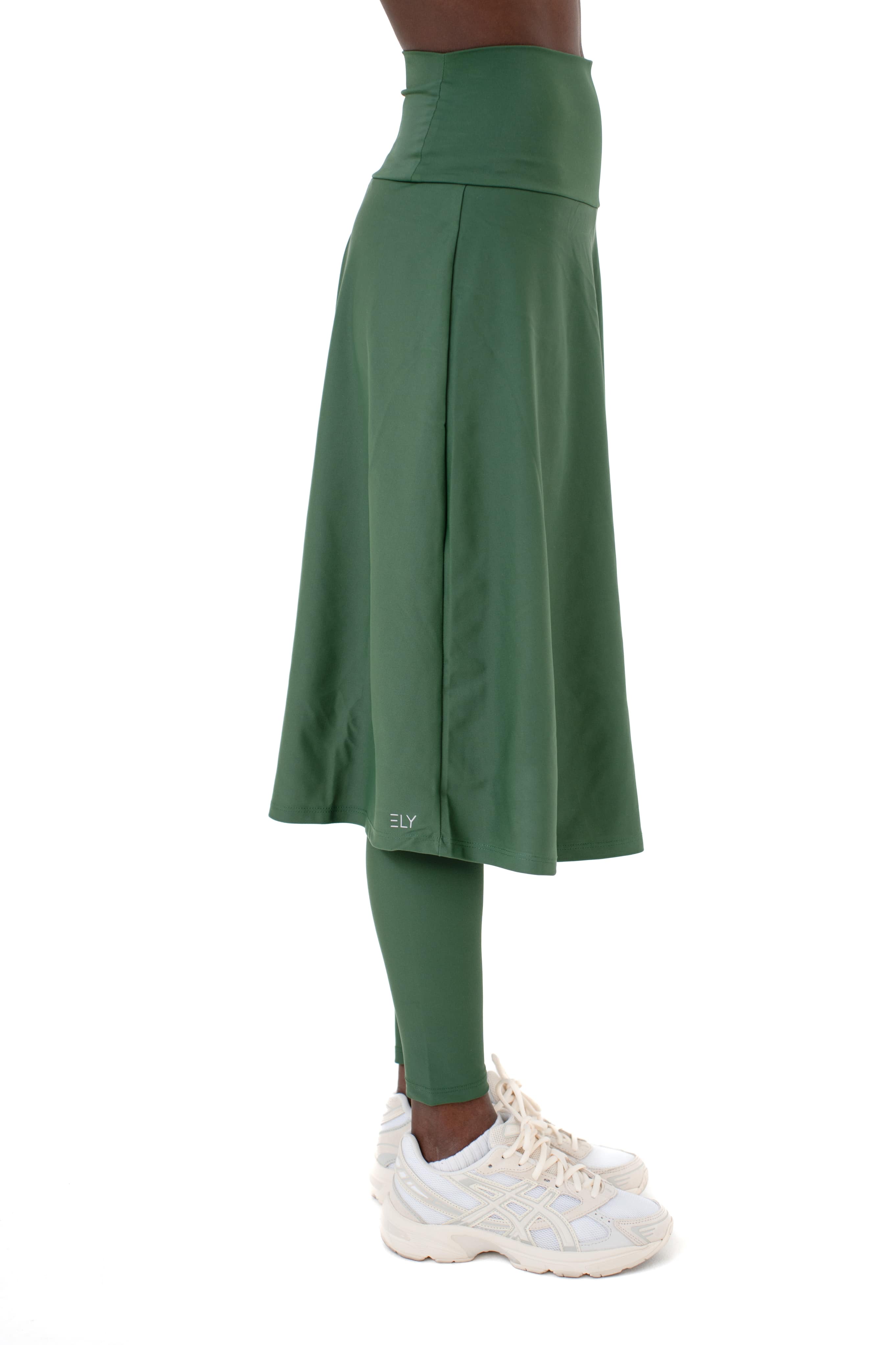 High-Waist Skirt Below Knee-Length Skirted Legging