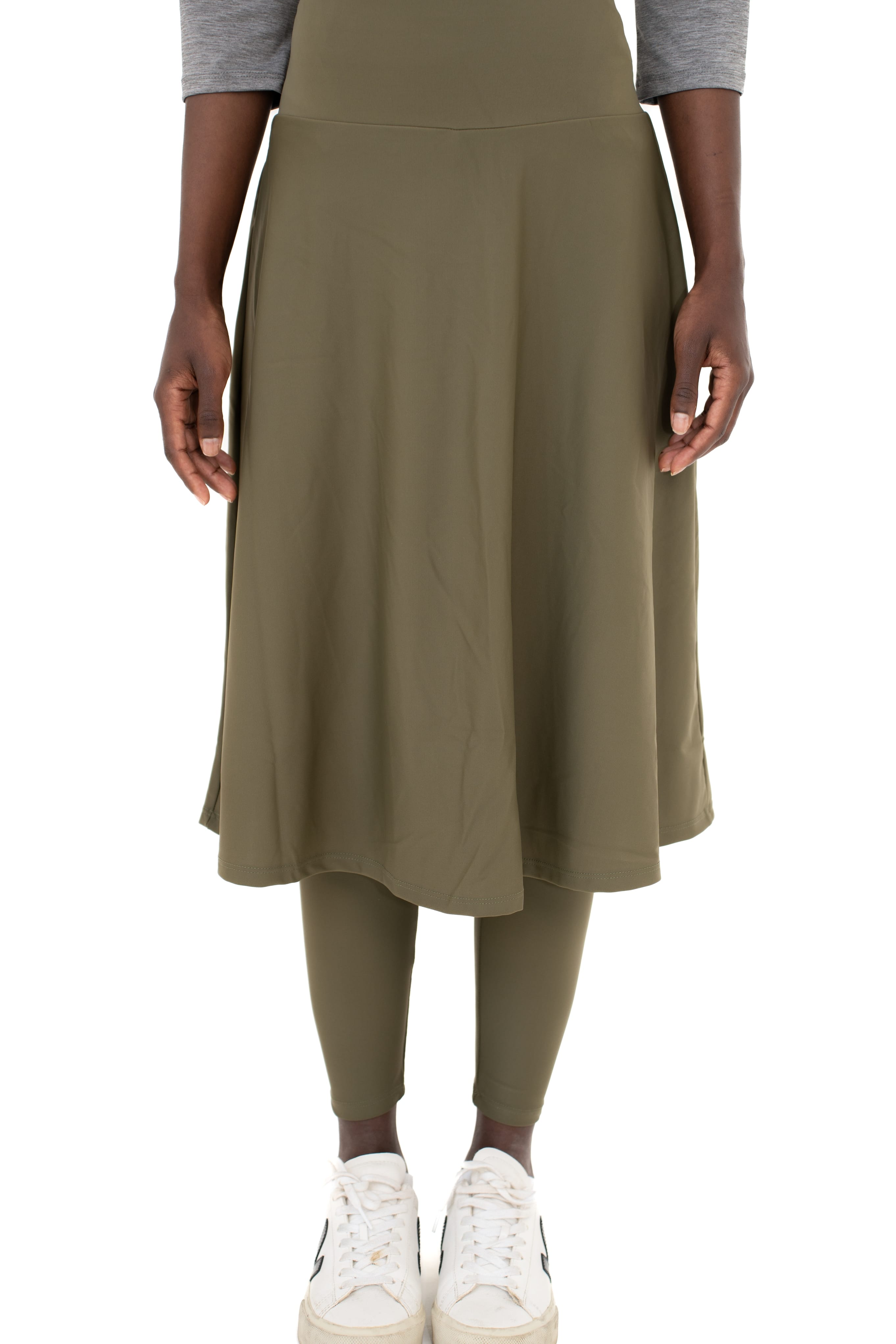 High-Waist Skirt Below Knee-Length Skirted Legging