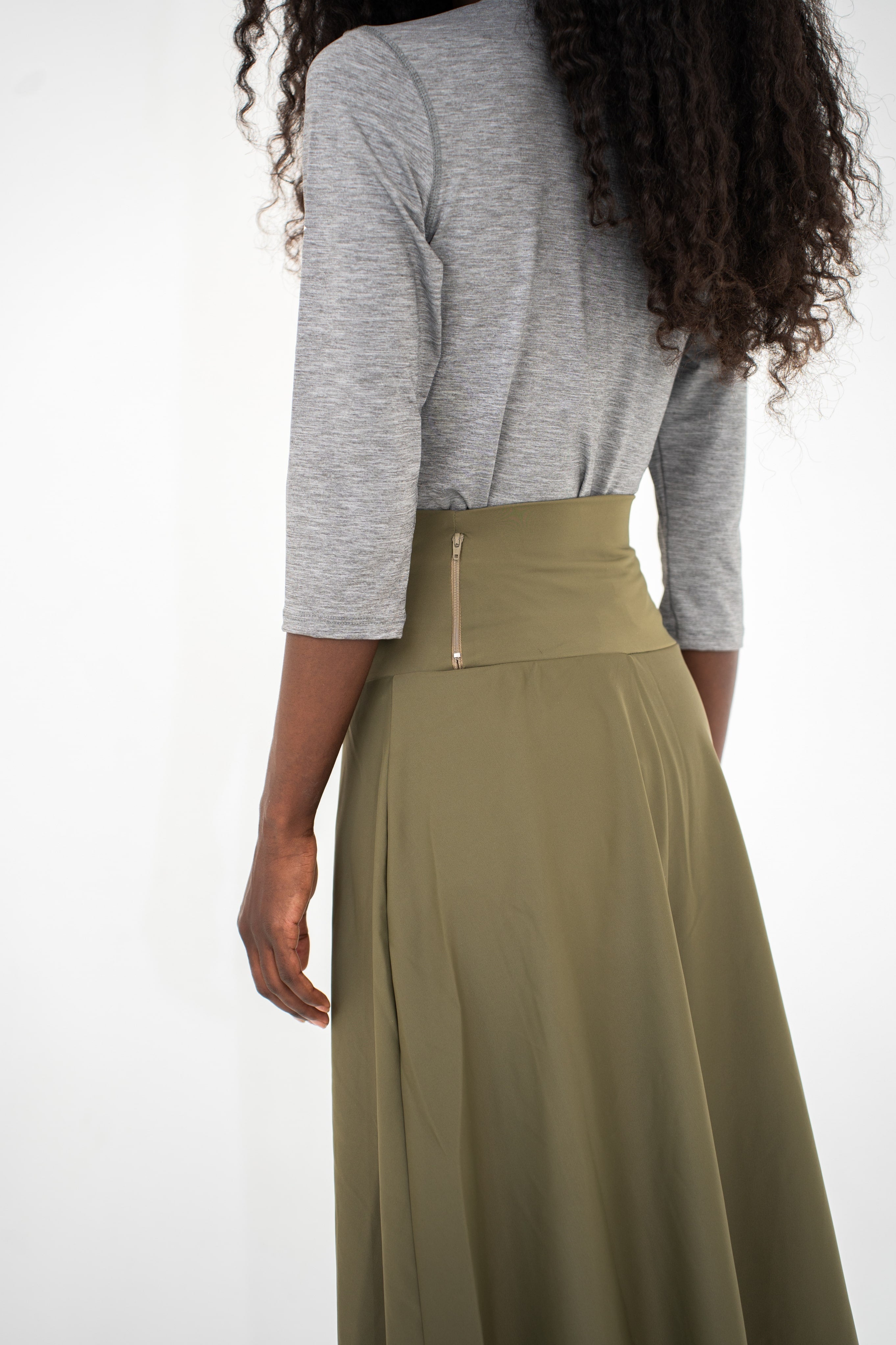 High-Waist Skirt Below Knee-Length Skirted Legging