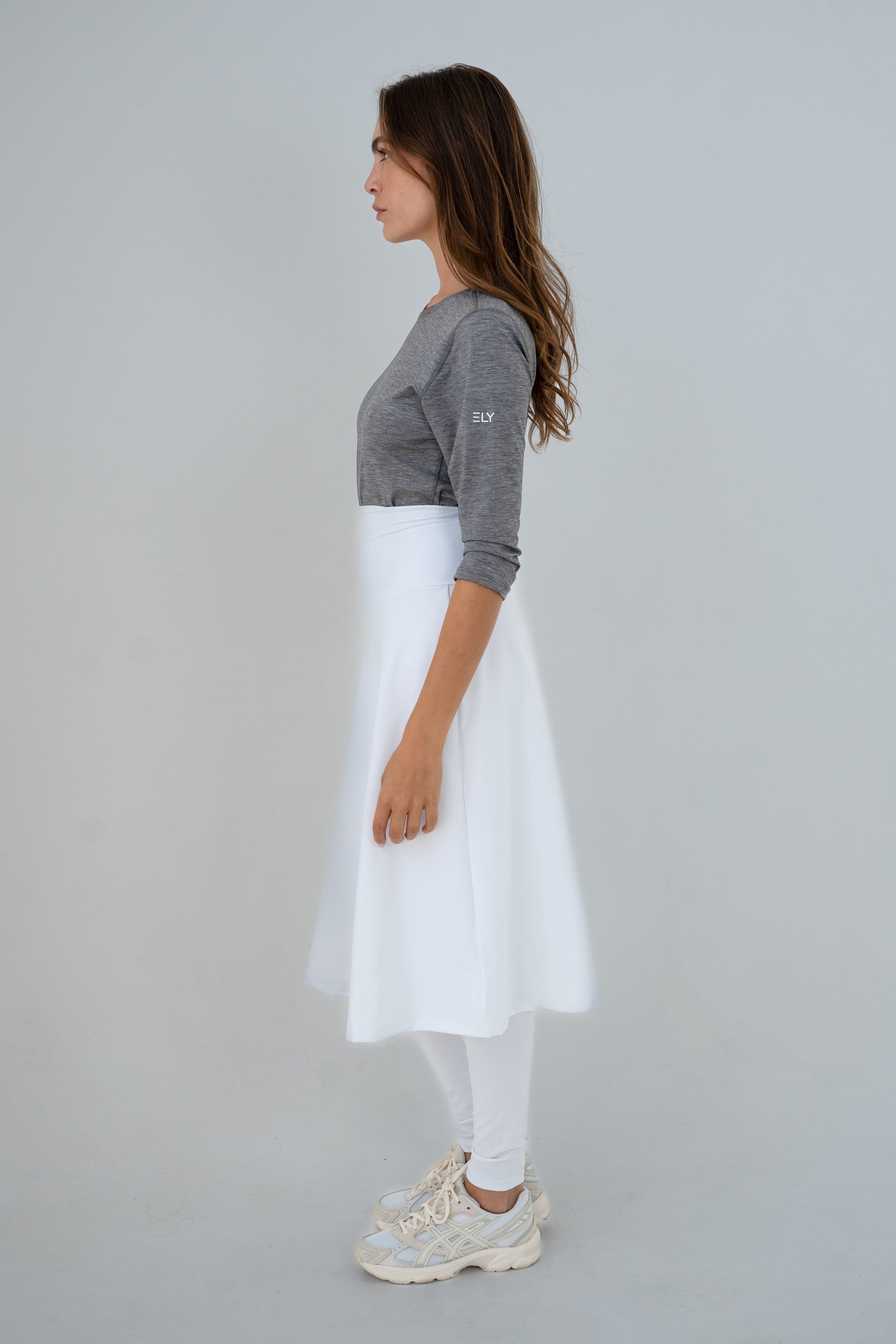 High-Waist Skirt Below Knee-Length Skirted Legging