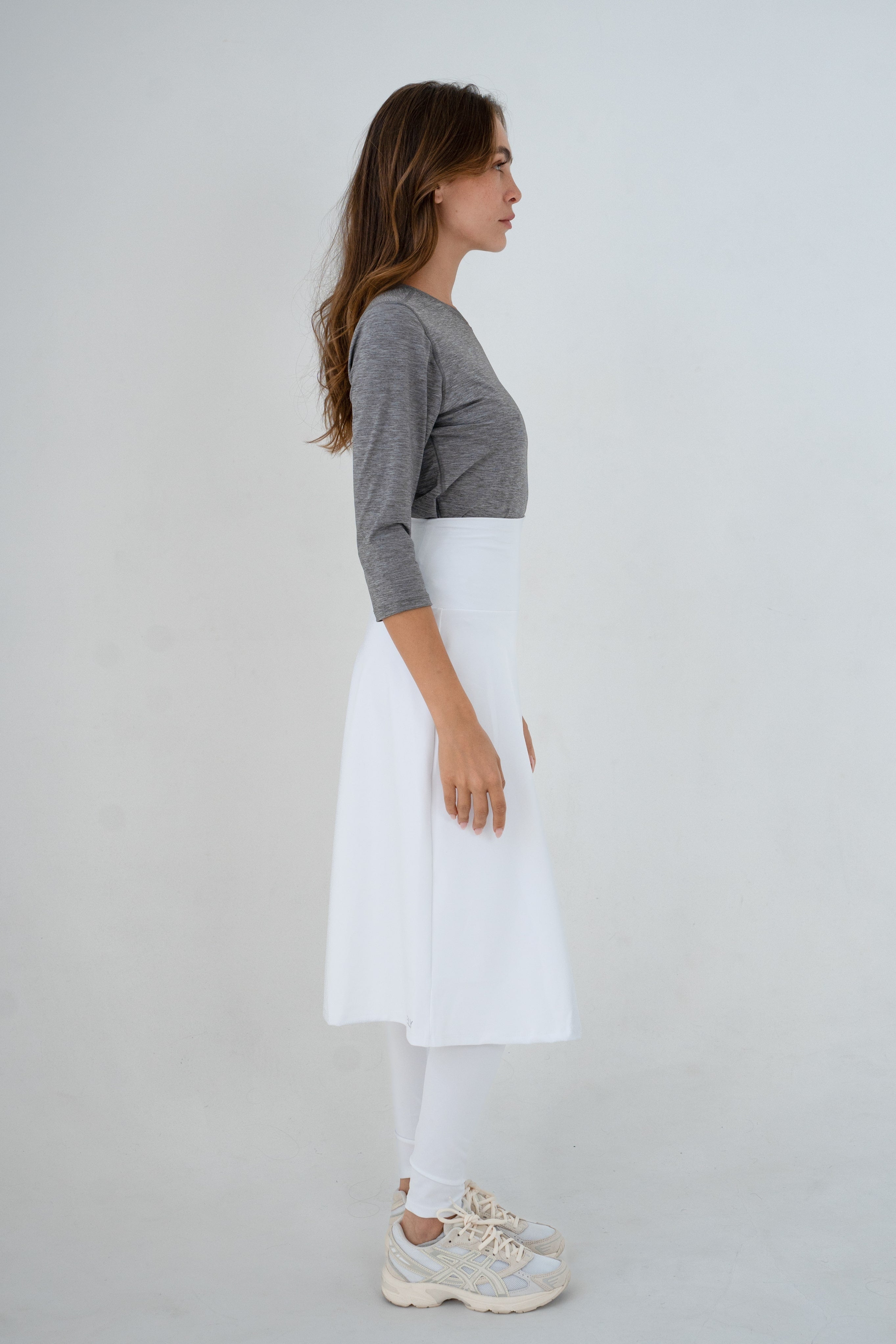 High-Waist Skirt Below Knee-Length Skirted Legging