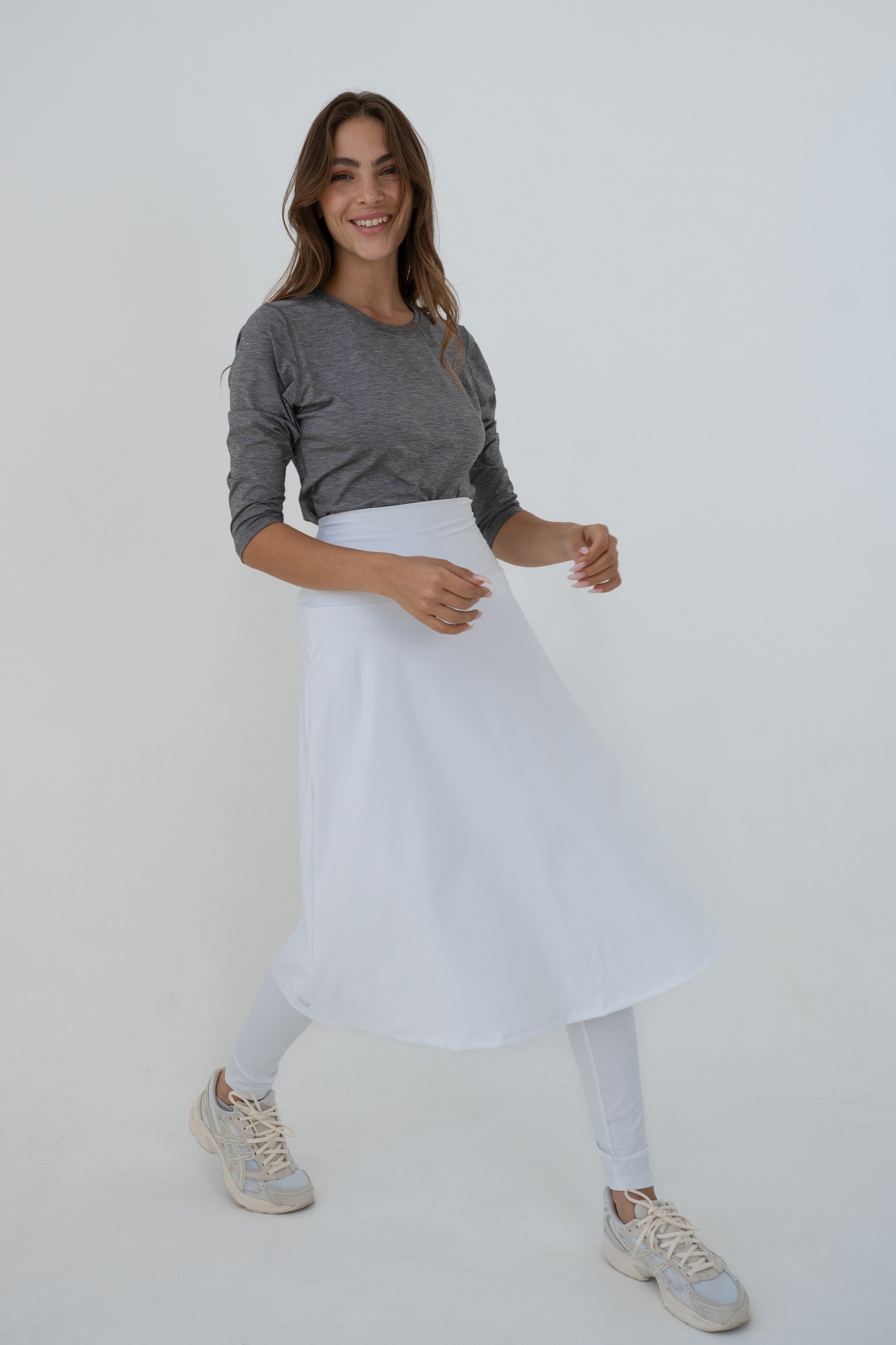 High-Waist Skirt Below Knee-Length Skirted Legging