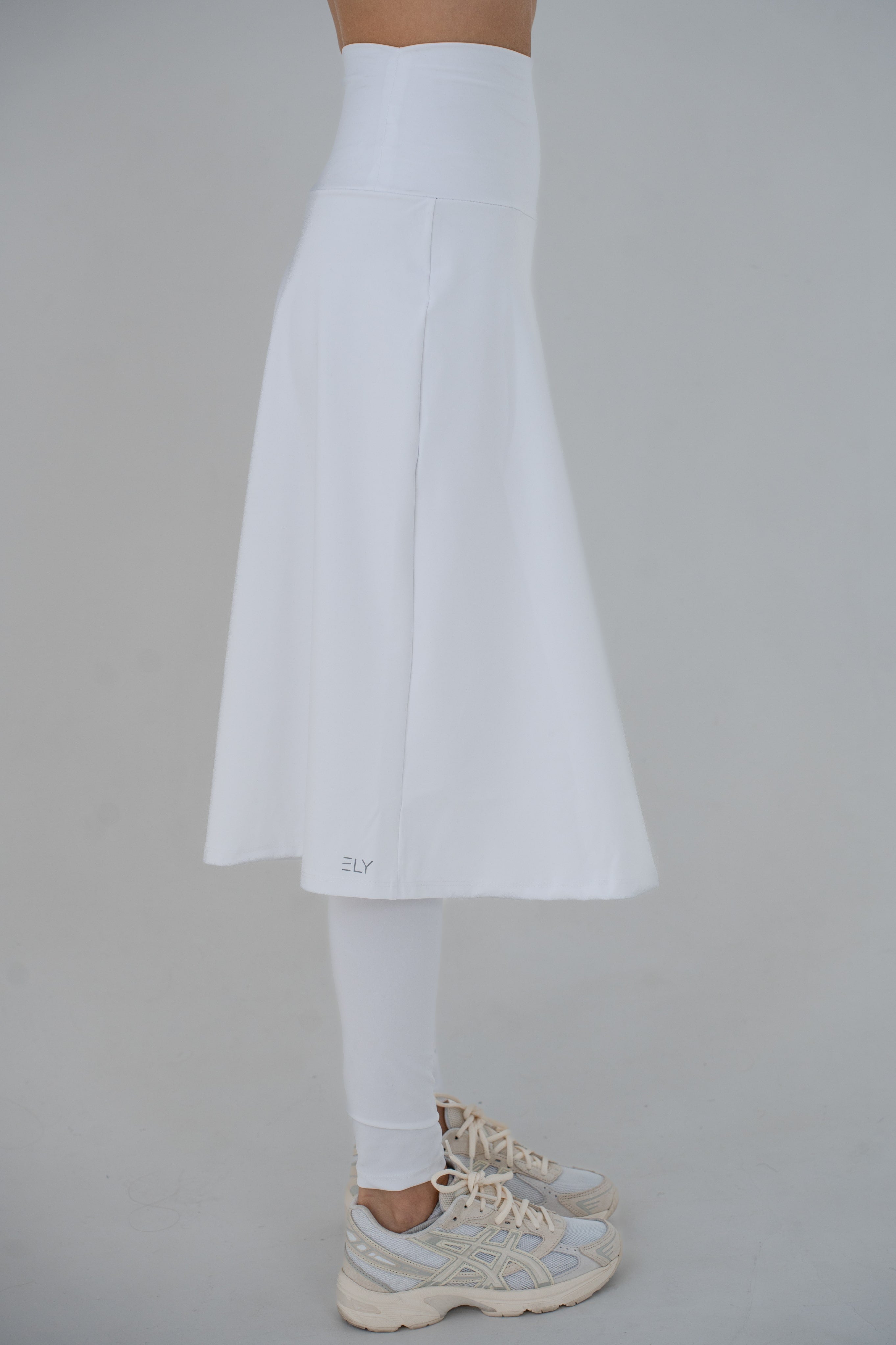 High-Waist Skirt Below Knee-Length Skirted Legging