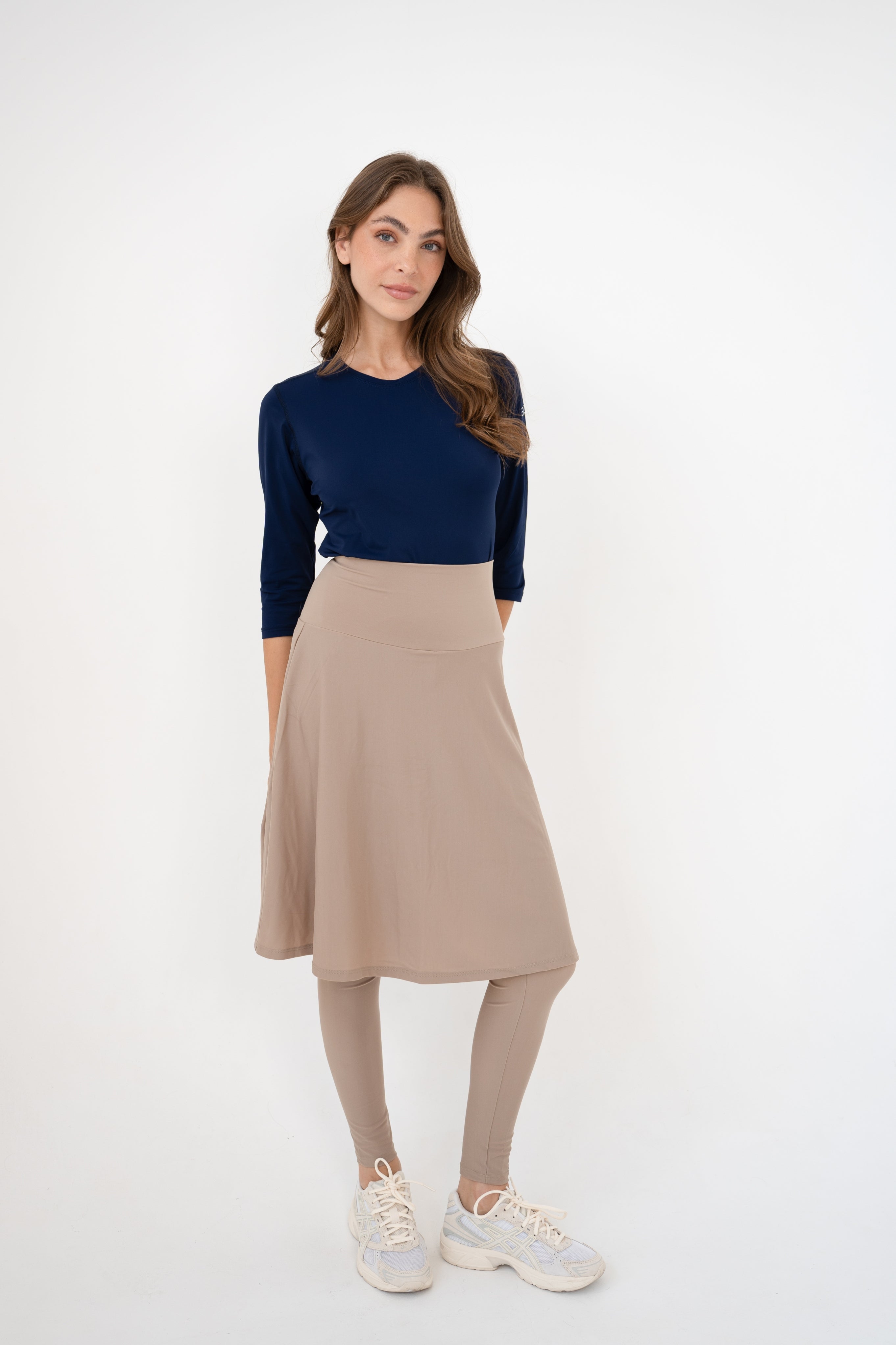 High-Waist Skirt Knee-Length Skirted Legging