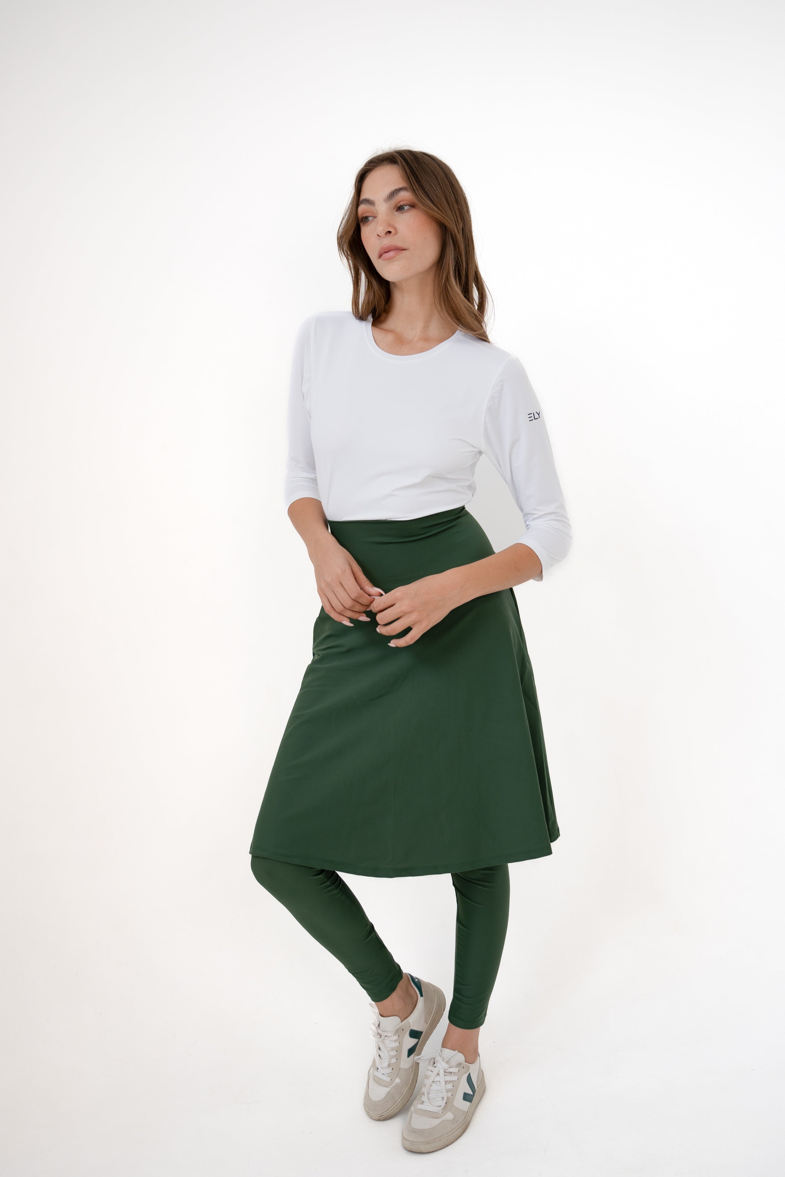 High-Waist Skirt Knee-Length Skirted Legging
