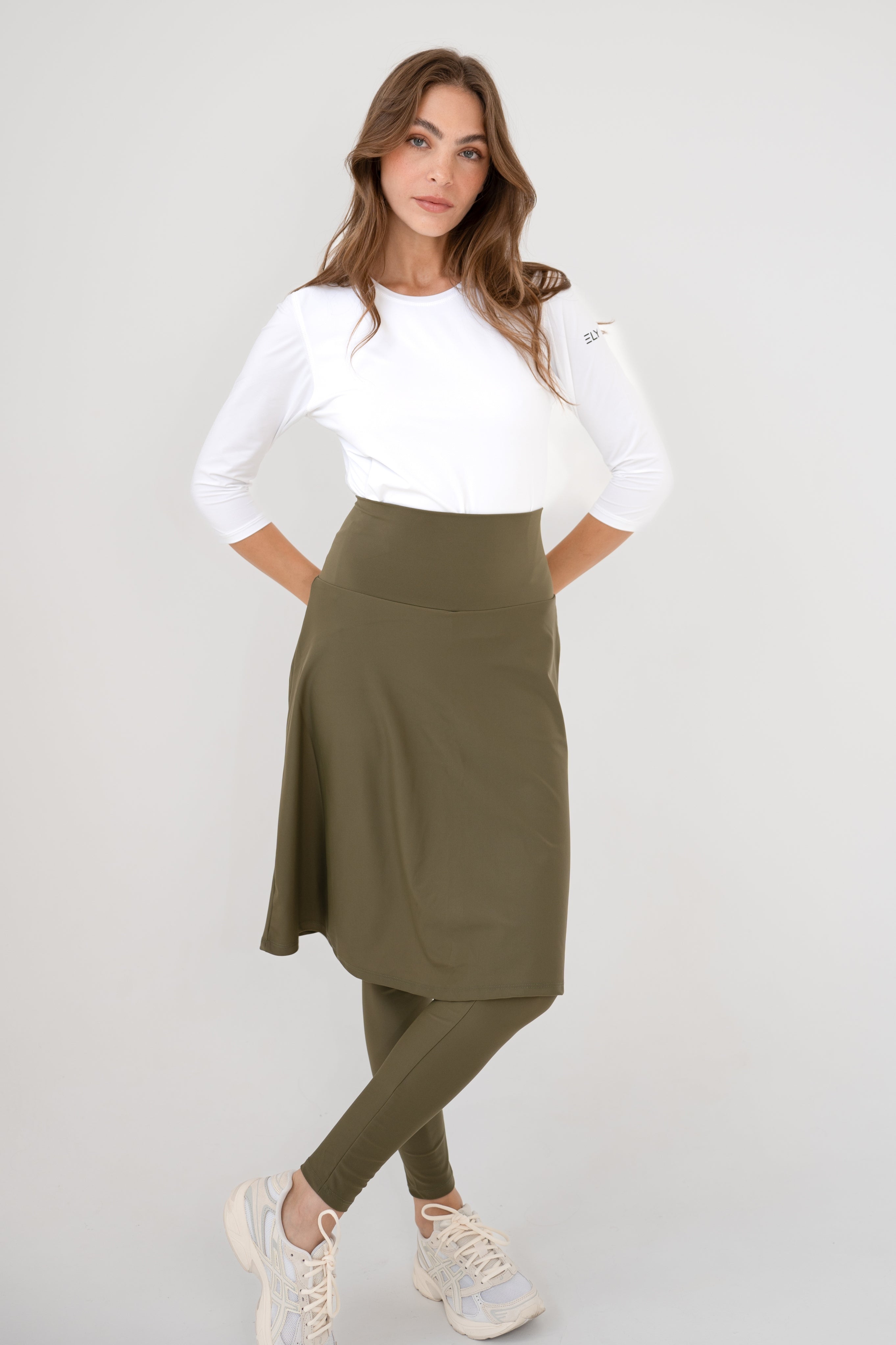 High-Waist Skirt Knee-Length Skirted Legging