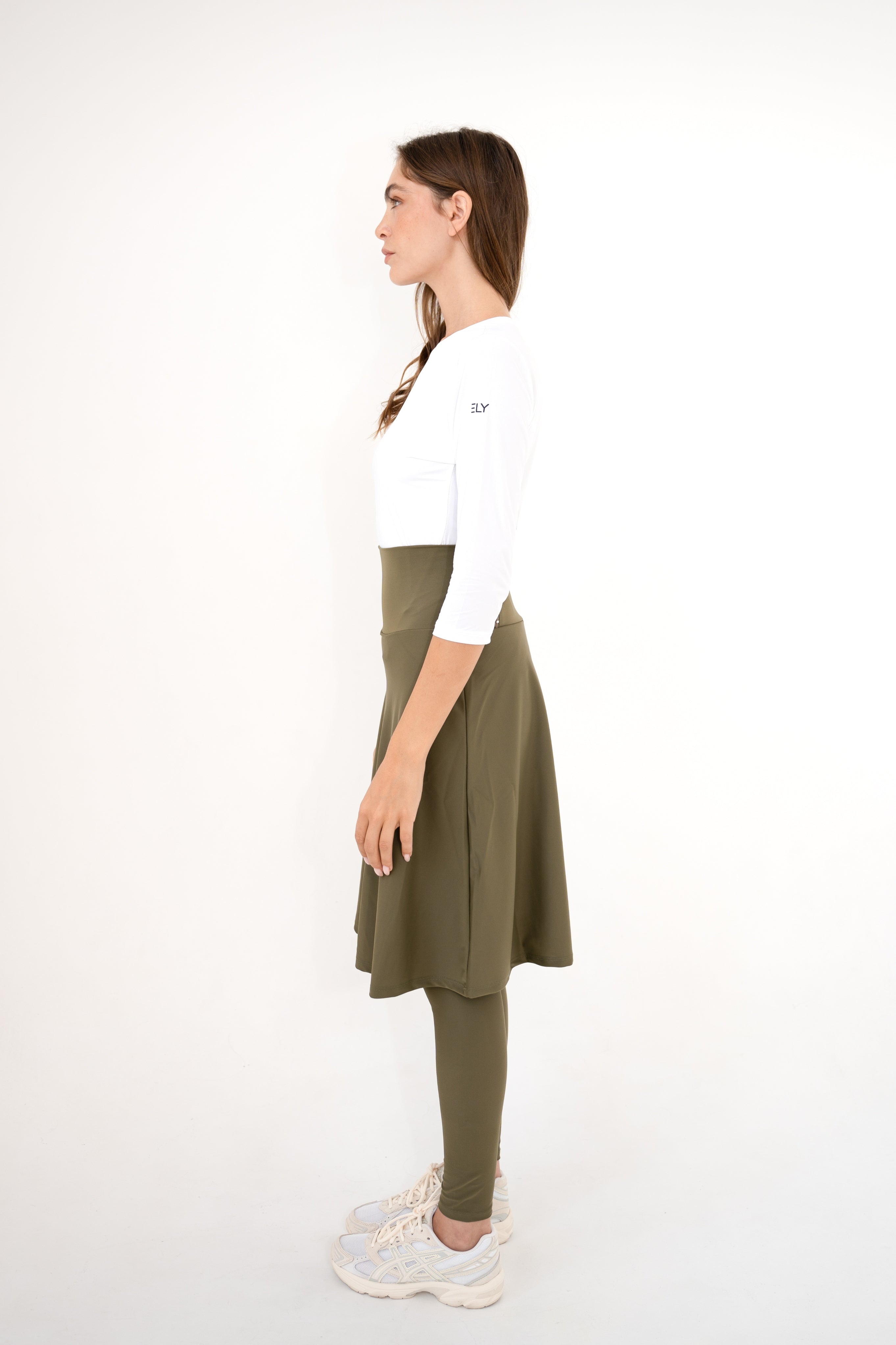 High-Waist Skirt Knee-Length Skirted Legging