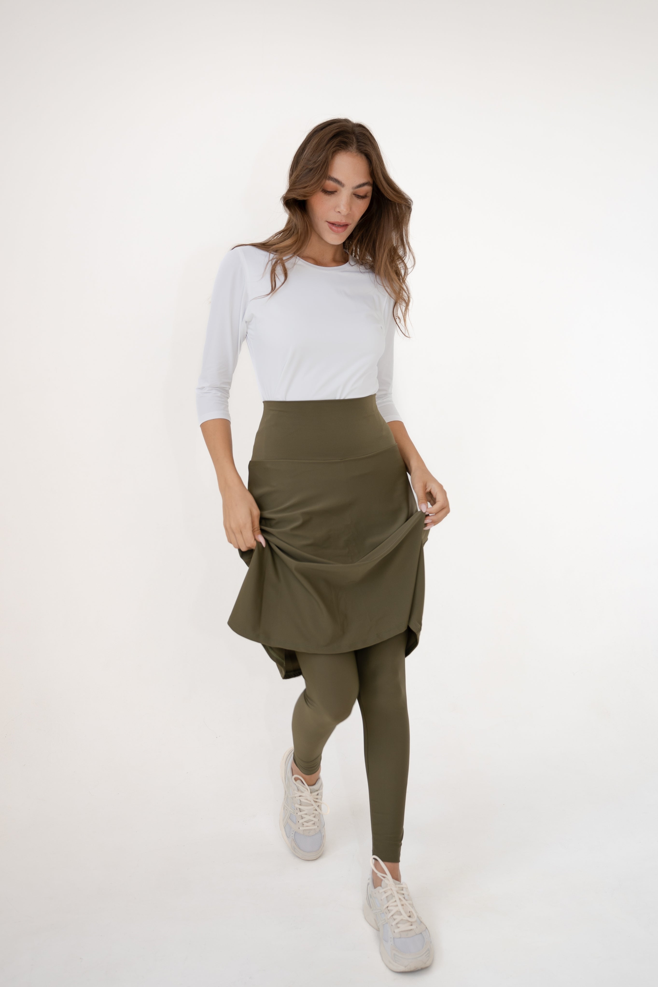 High-Waist Skirt Knee-Length Skirted Legging