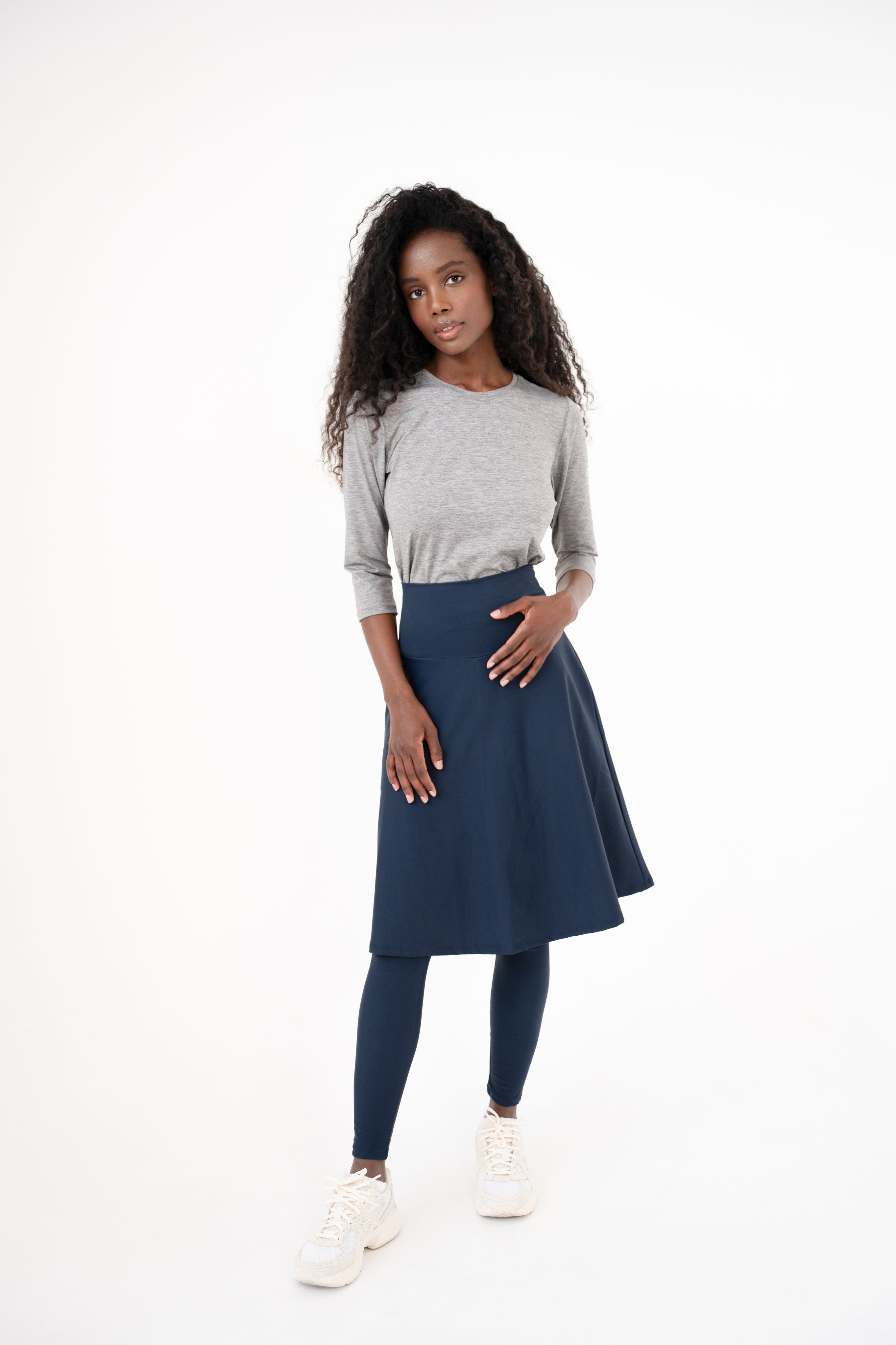 High-Waist Skirt Knee-Length Skirted Legging