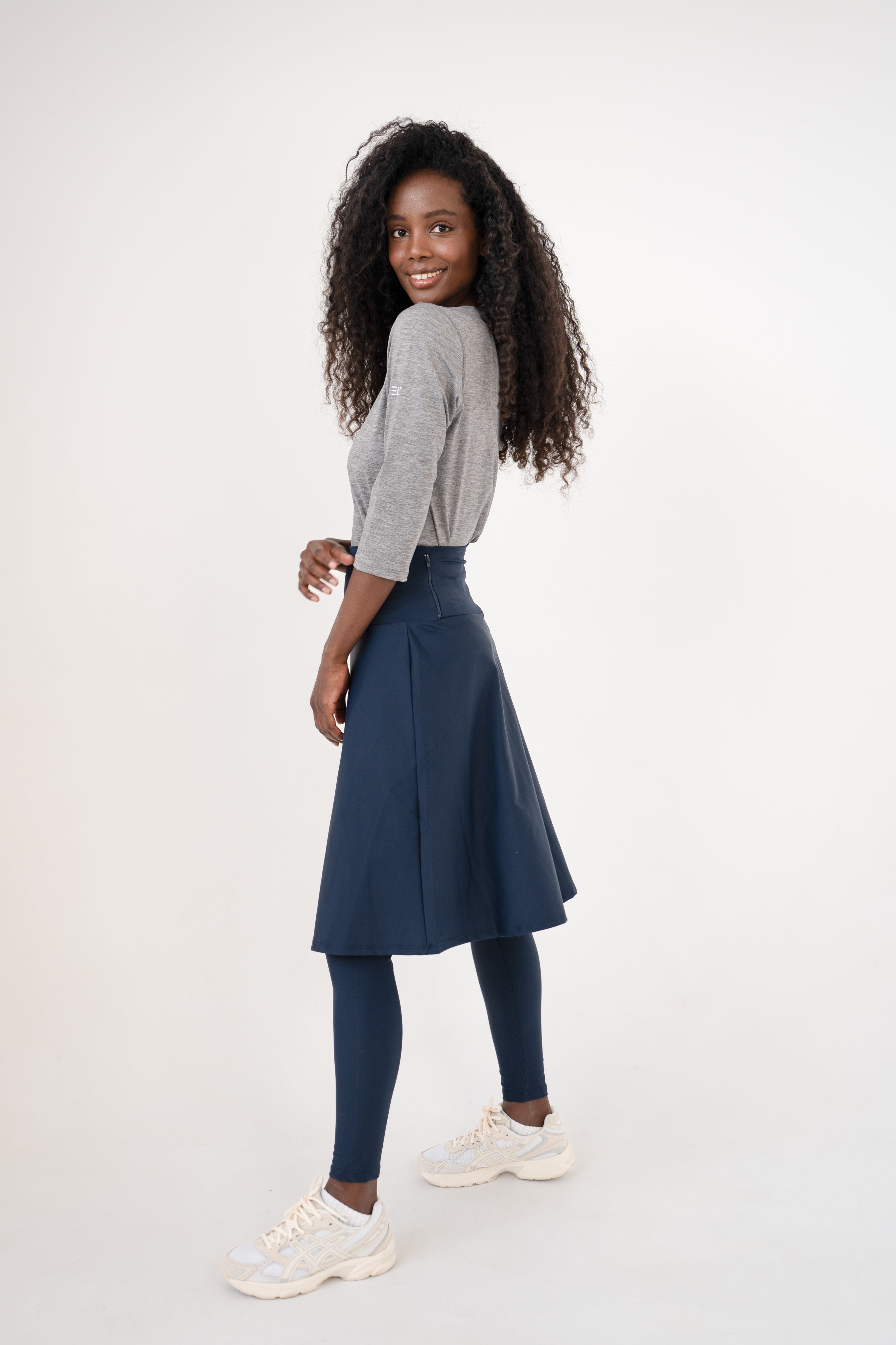 High-Waist Skirt Knee-Length Skirted Legging
