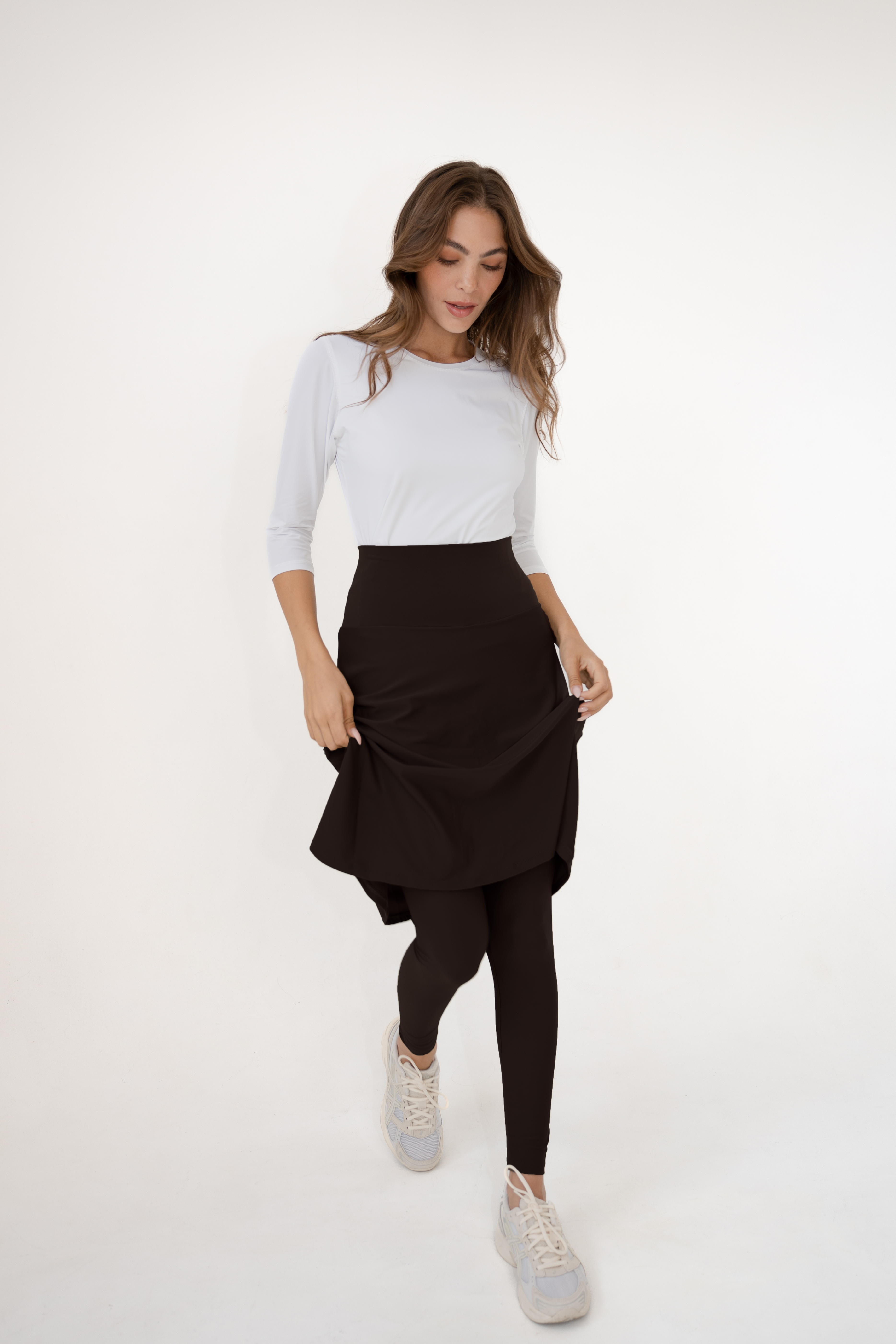 High-Waist Skirt Knee-Length Skirted Legging
