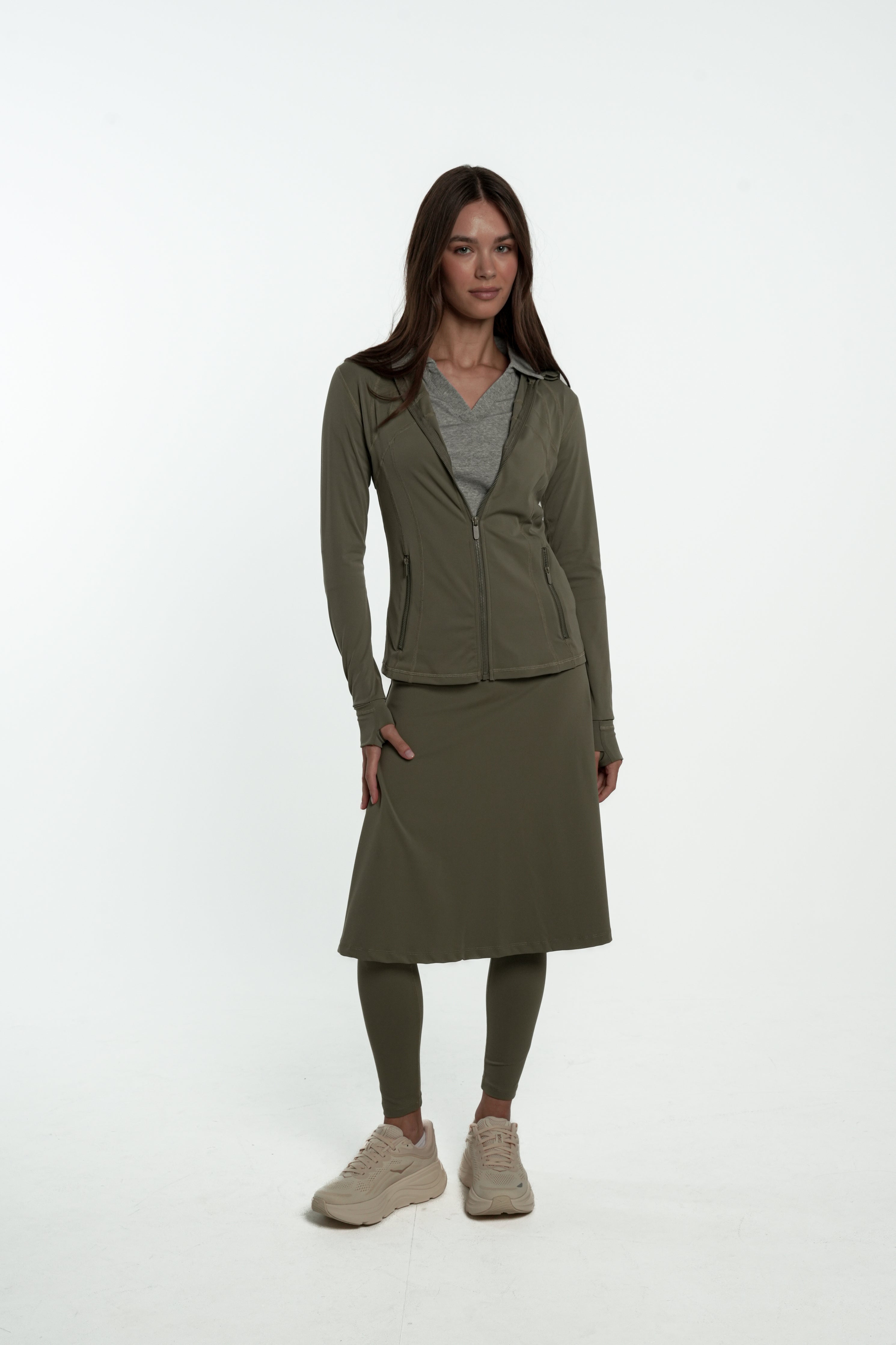 LUX Motion High-Waist Skirted Legging with Pockets - Below Knee