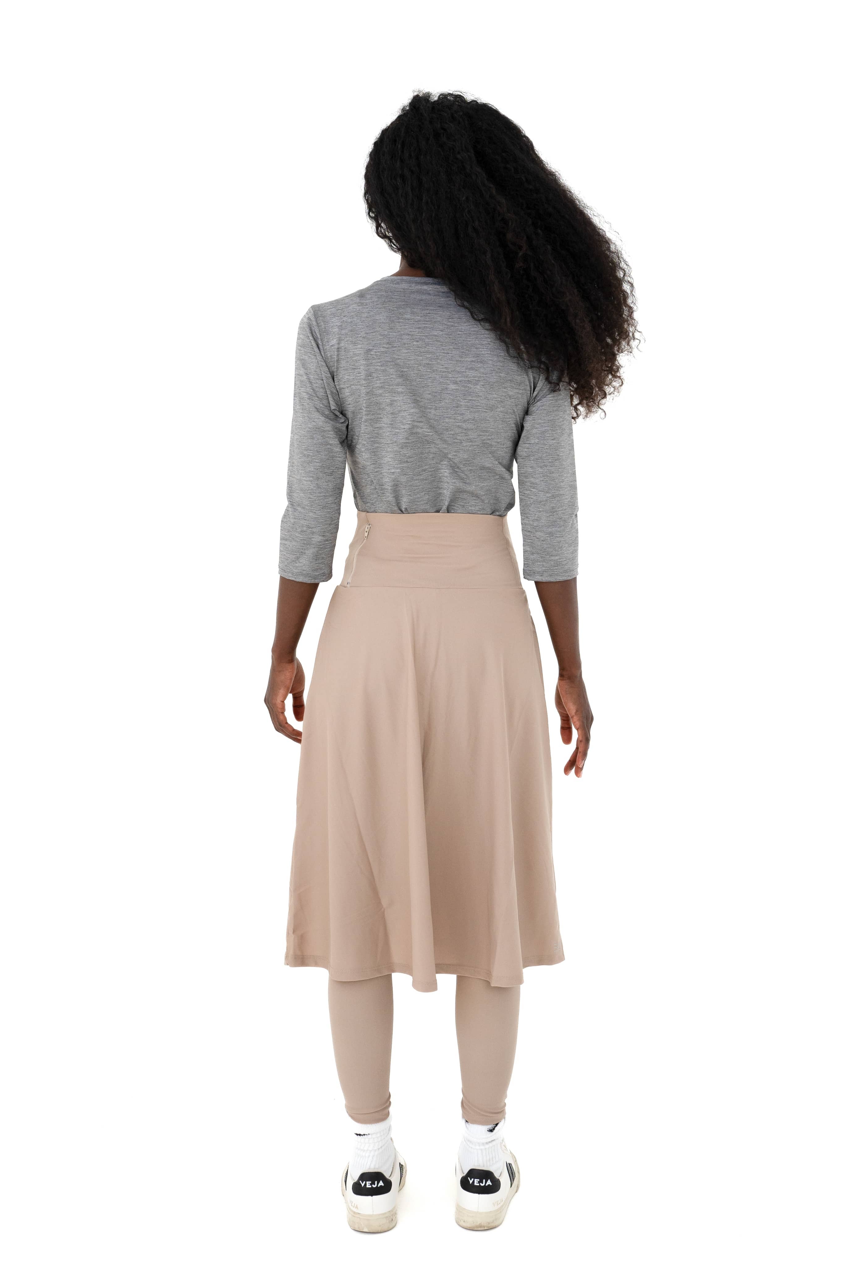 High-Waist Skirt Below Knee-Length Skirted Legging