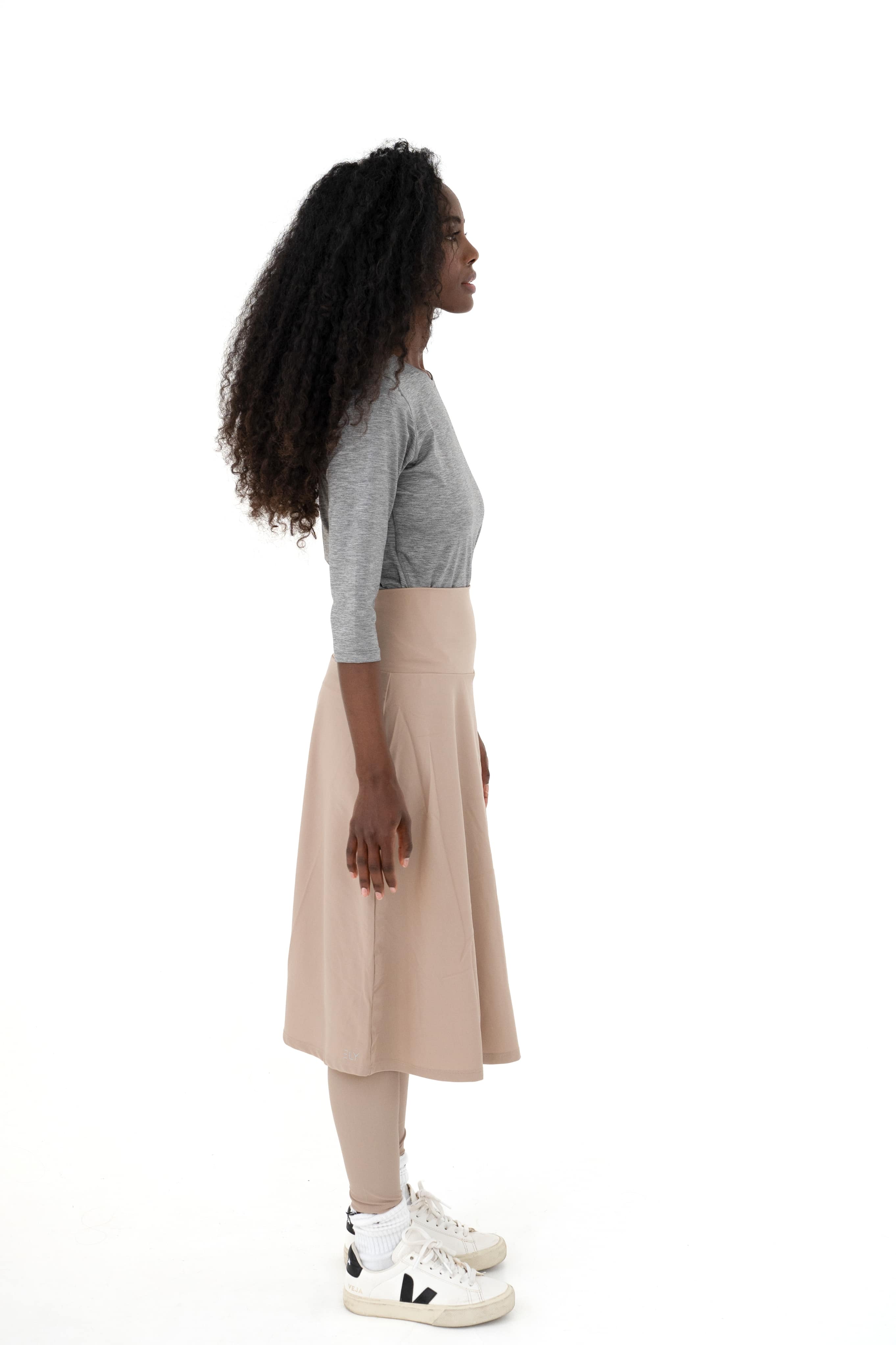 High-Waist Skirt Below Knee-Length Skirted Legging