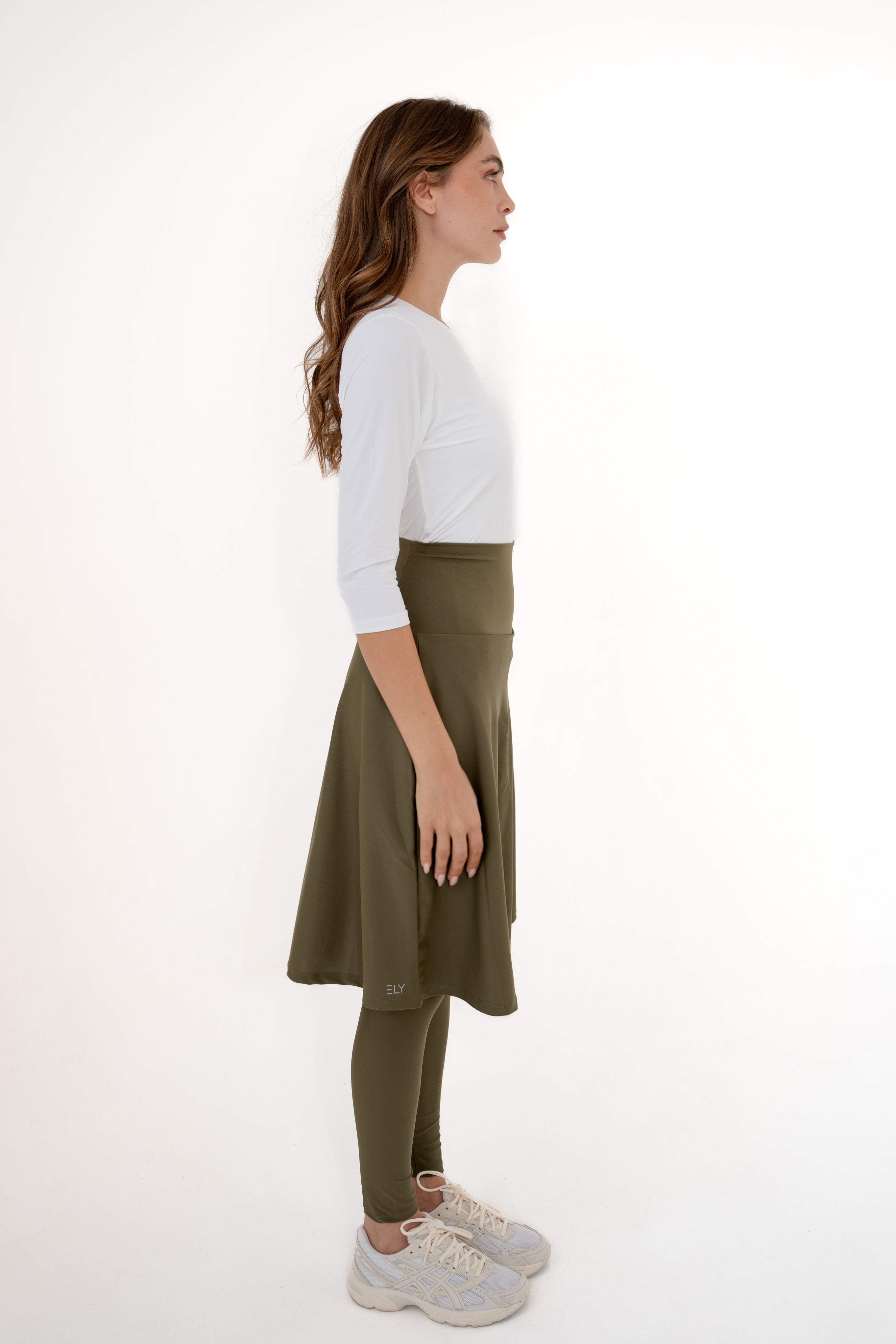 High-Waist Skirt Knee-Length Skirted Legging
