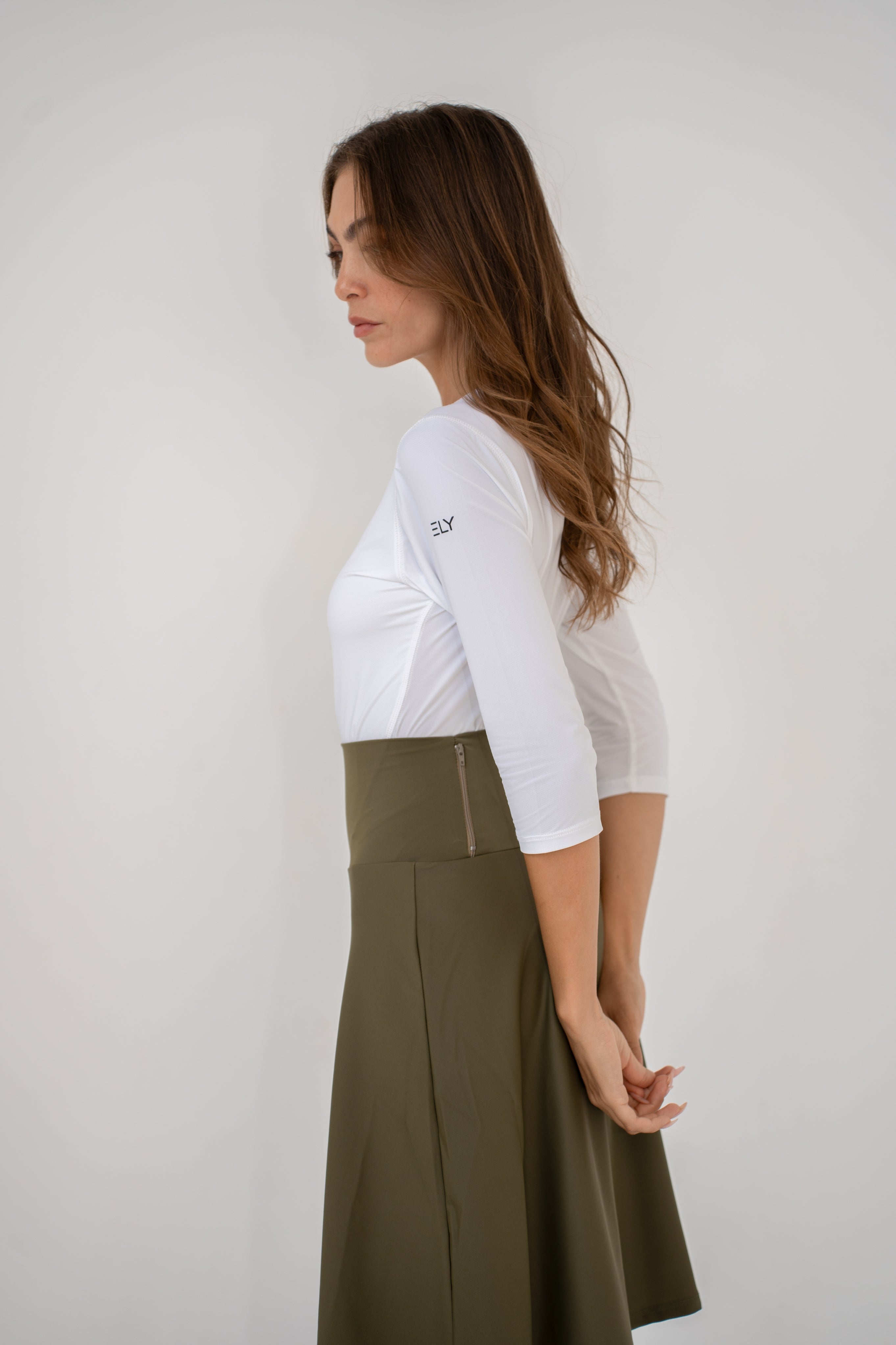 High-Waist Skirt Knee-Length Skirted Legging